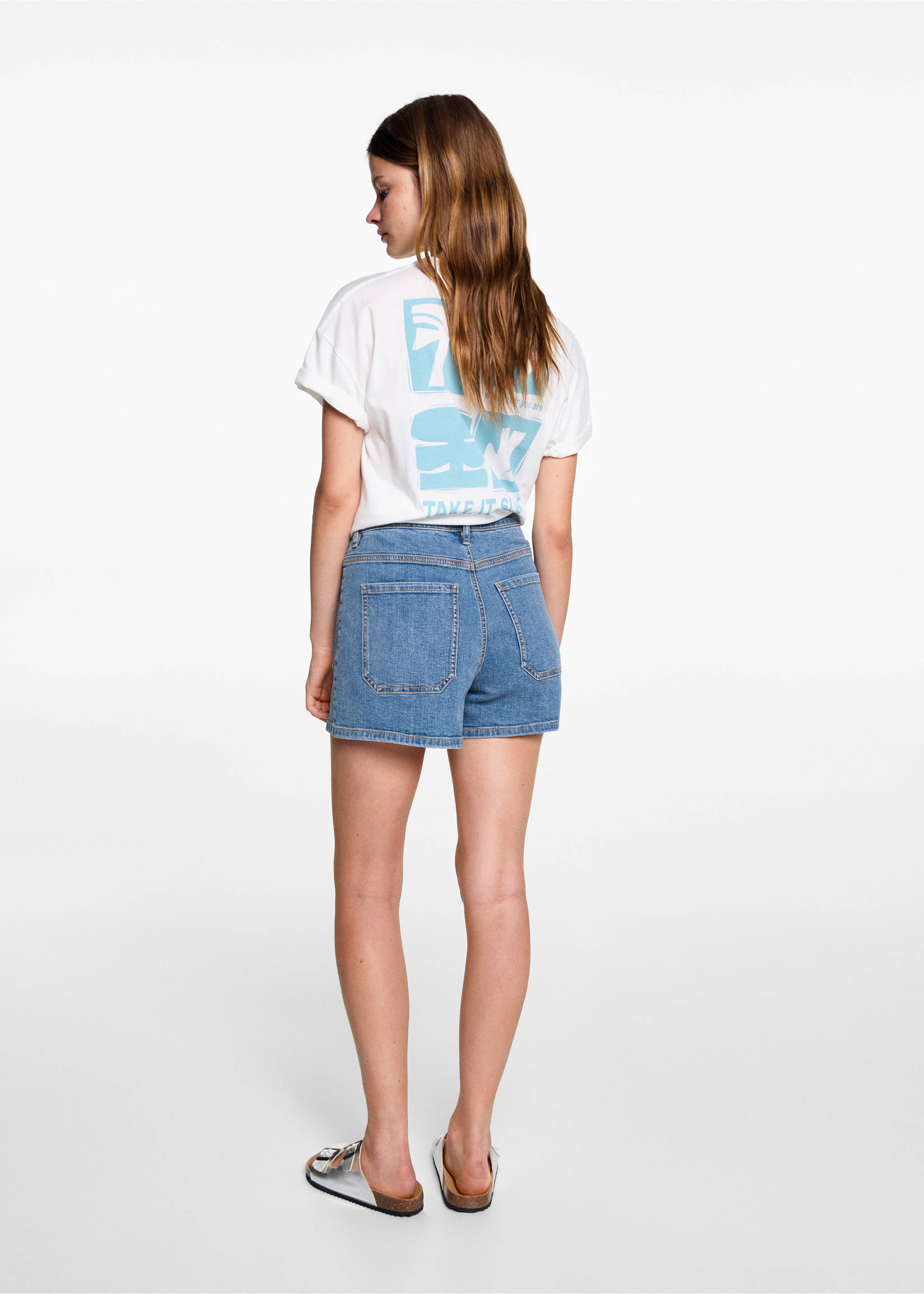 Denim shorts with pockets - Reverse of the article, Dark Blue. Ref: 67037716-00.