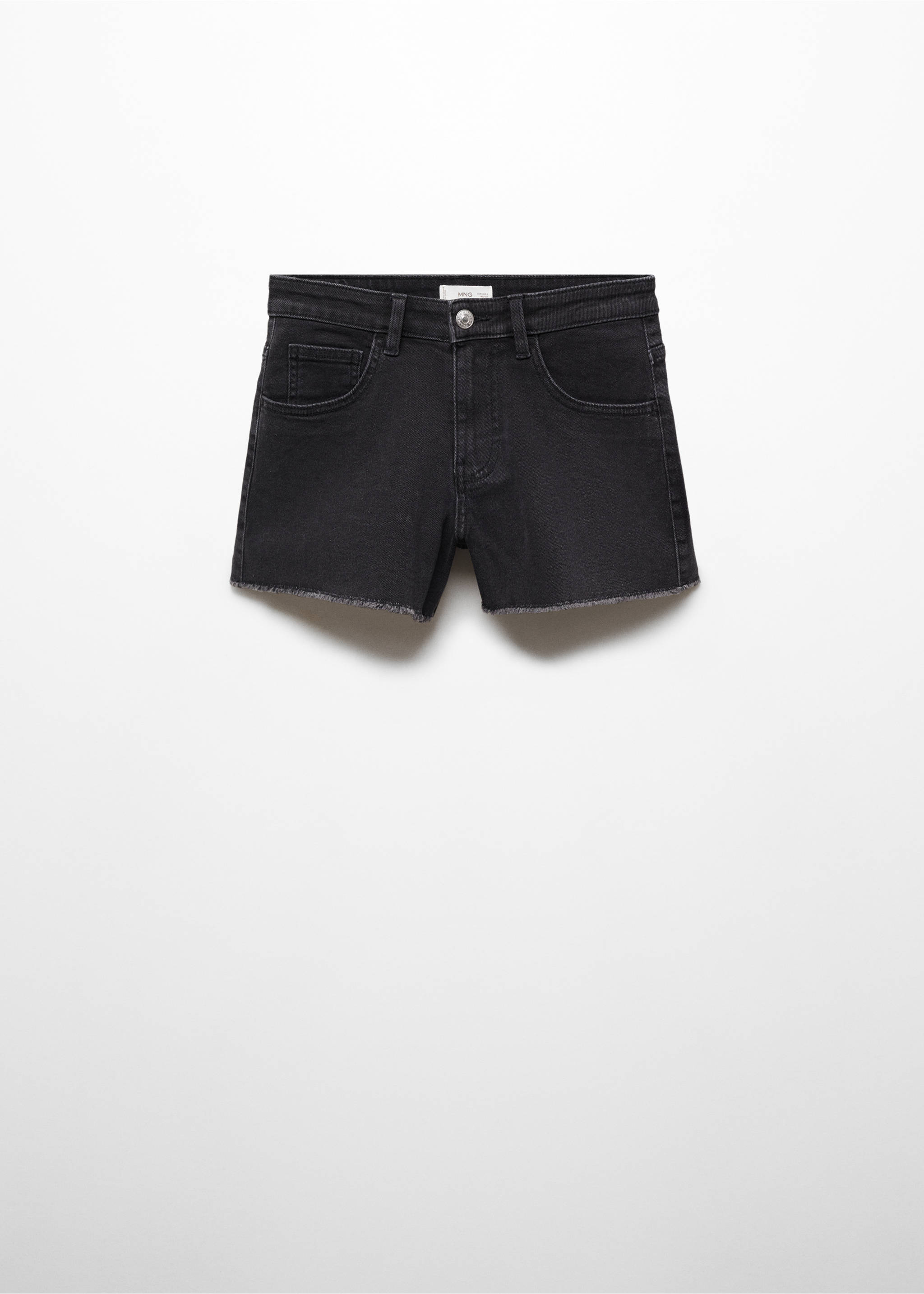 Medium-waist denim shorts - Article without model, Black denim. Ref: 67037719-00.