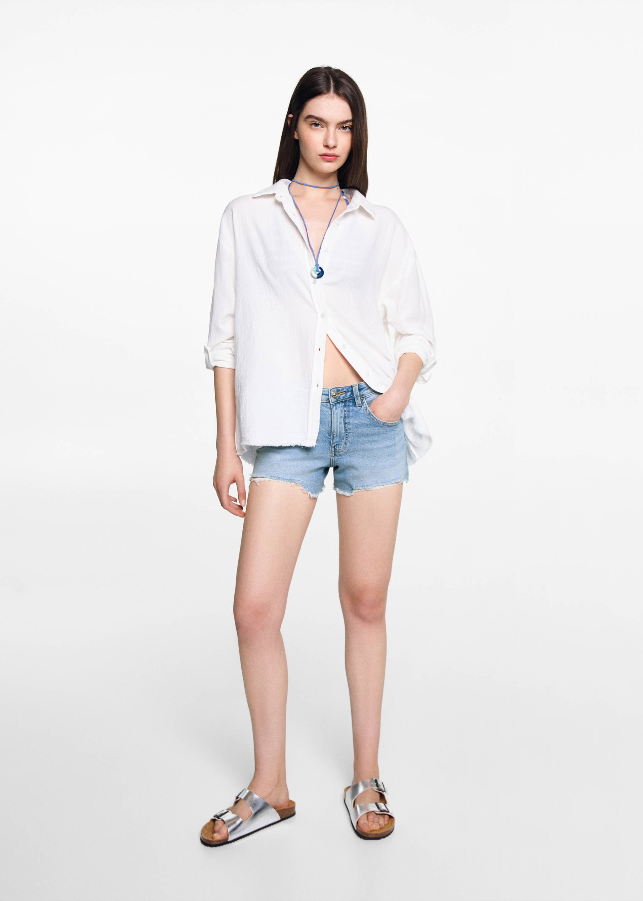 Broken denim shorts - General plane, Light Blue. Ref: 67037720-00.