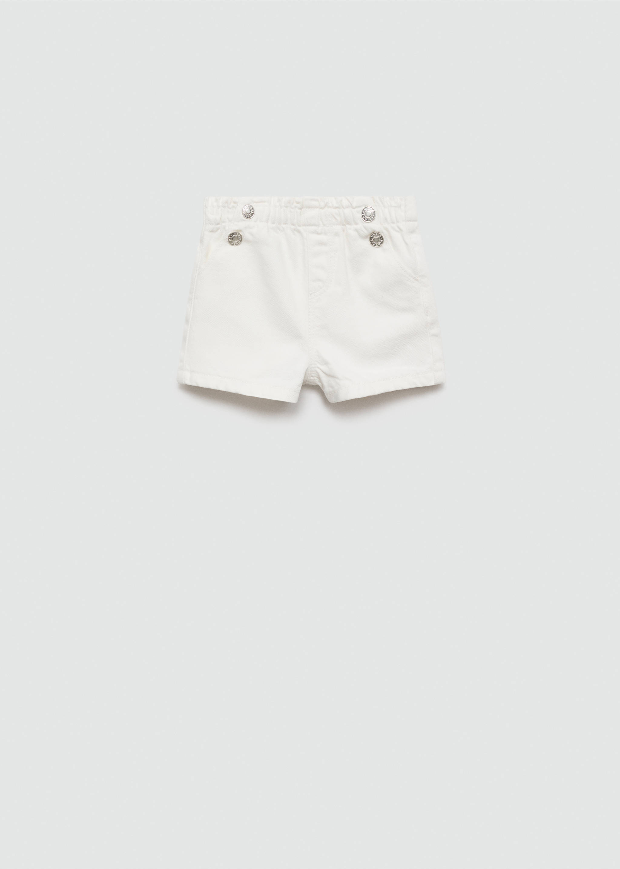 Elastic waist denim shorts - Article without model, White. Ref: 67037914-00.