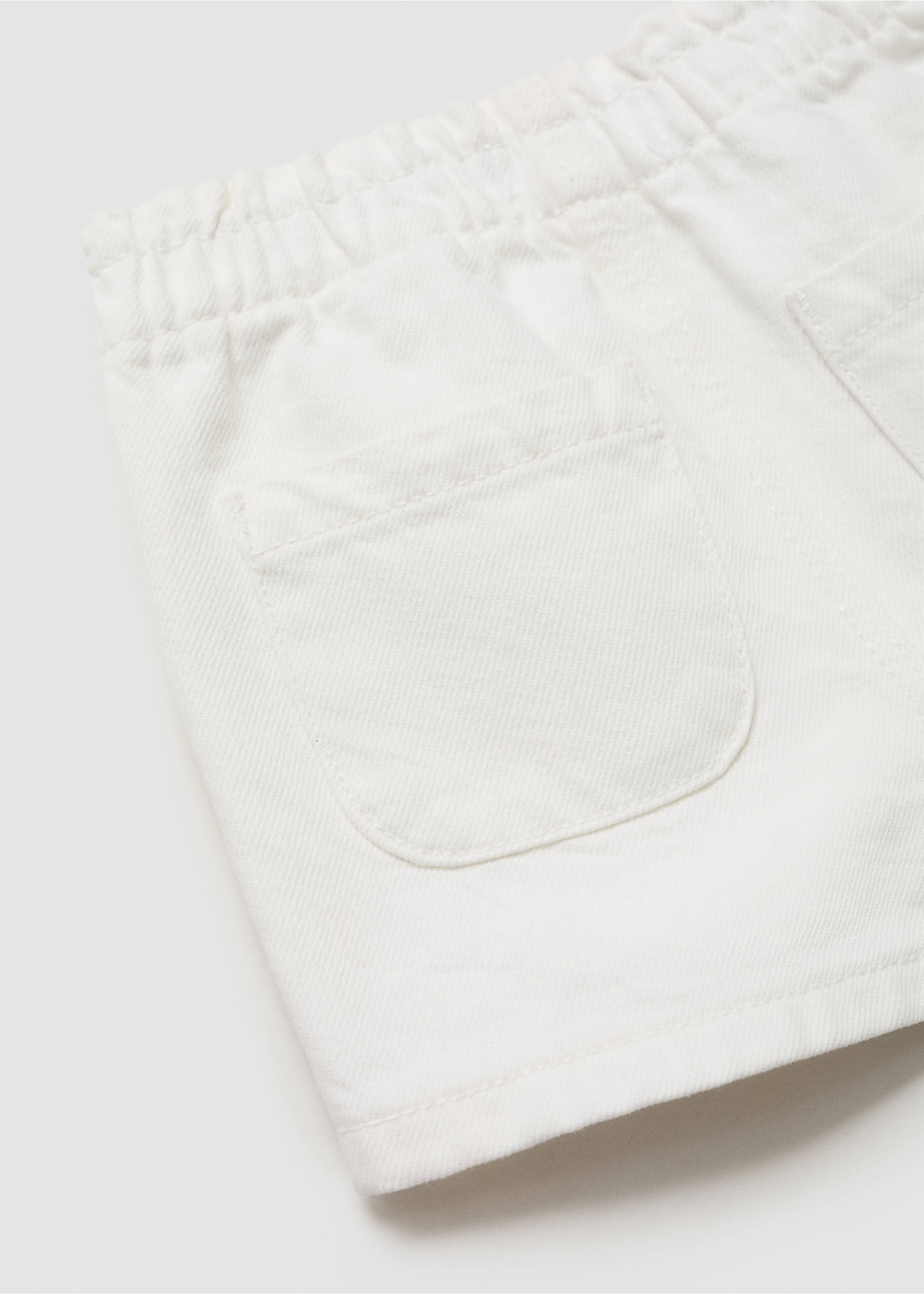 Elastic waist denim shorts - Details of the article 0, White. Ref: 67037914-00.