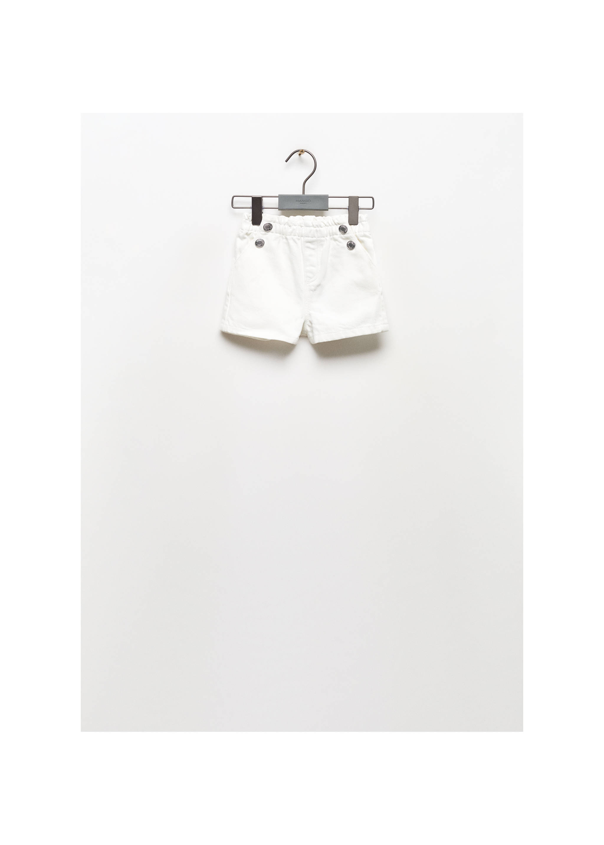Elastic waist denim shorts - Article without model, White. Ref: 67037914-00.