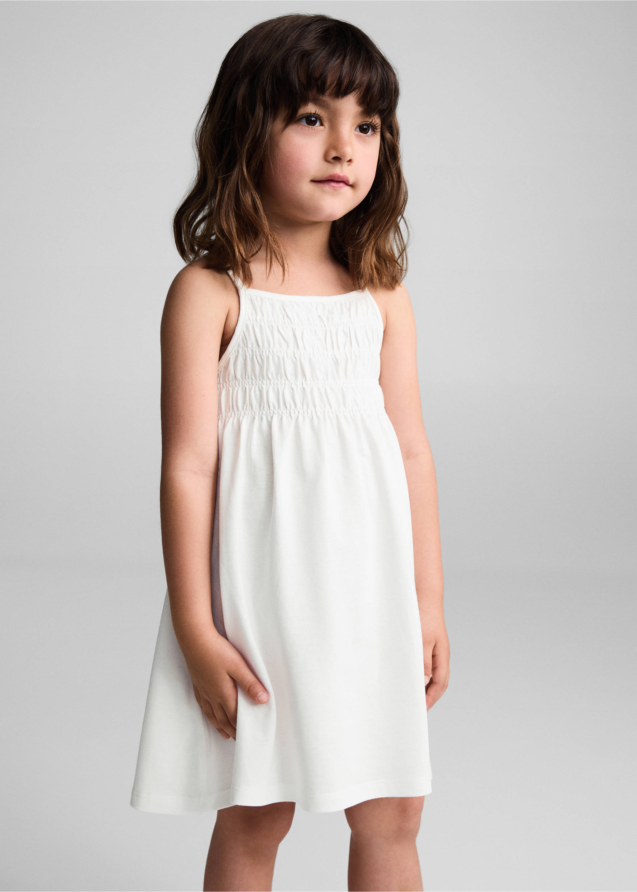 Gathered details dress - Medium plane, Off White. Ref: 67037924-00.