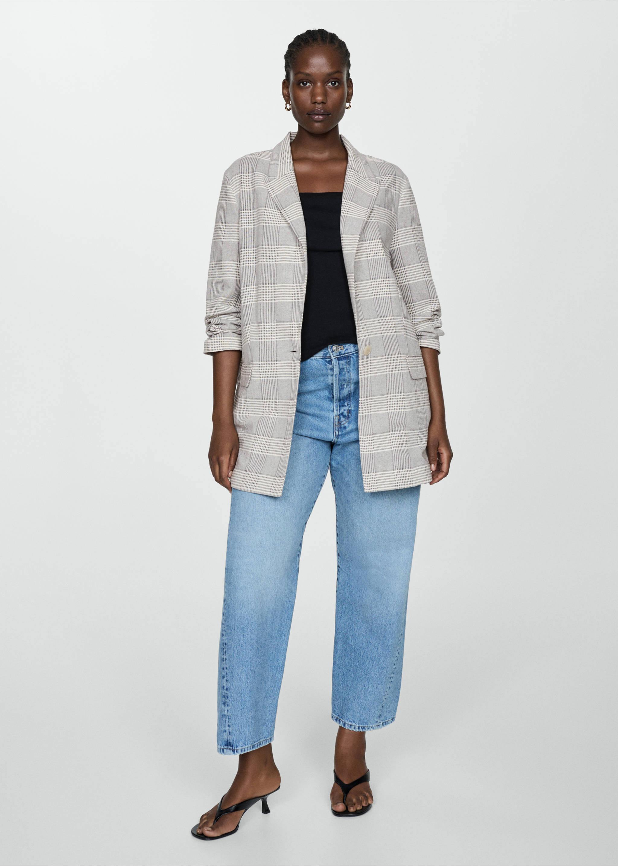 Blazer mit Karomuster - Detail des Artikels 3, Grau. Ref: 67037927-00.