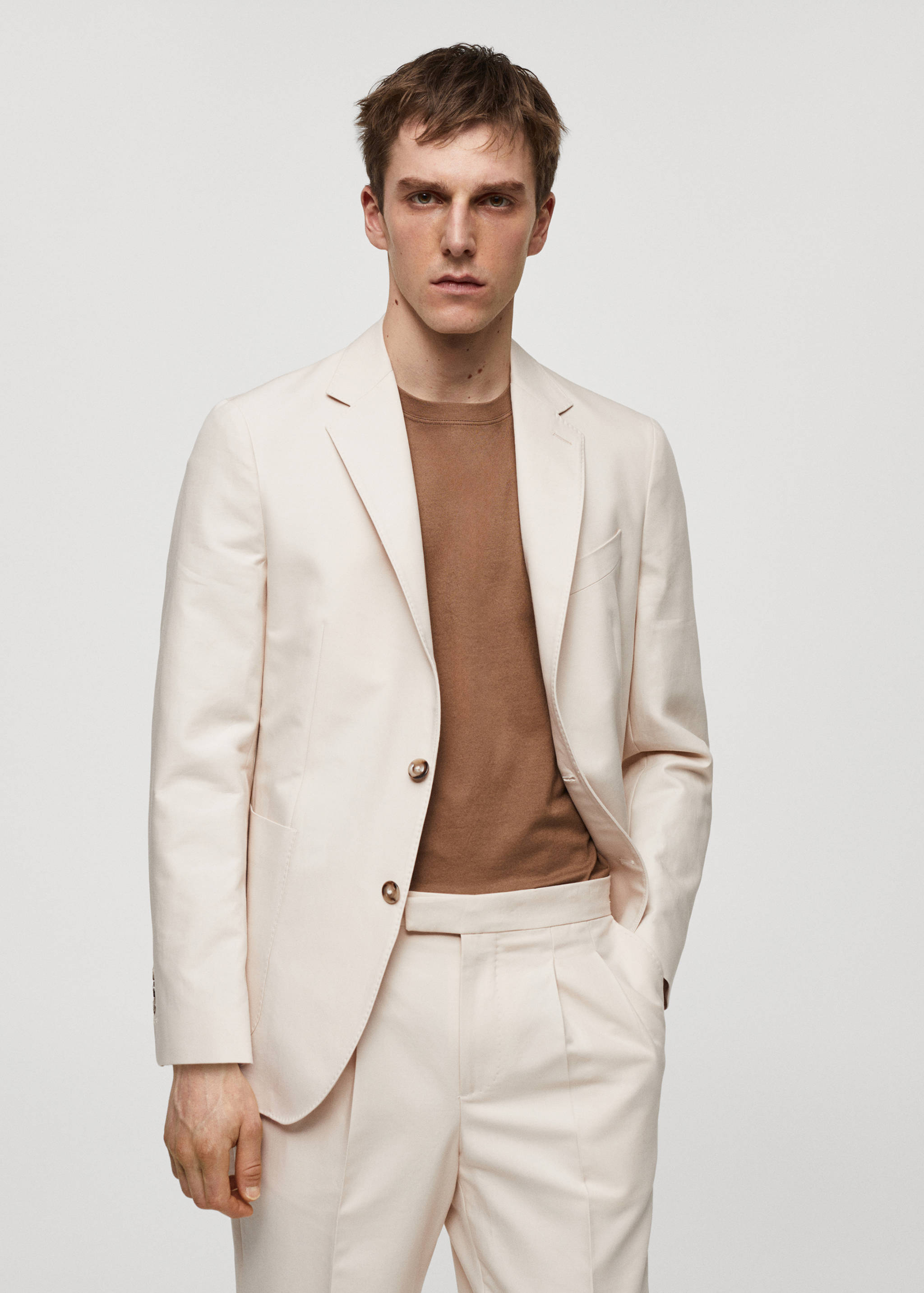 Americana vestit slim fit 100% cotó - Pla mig