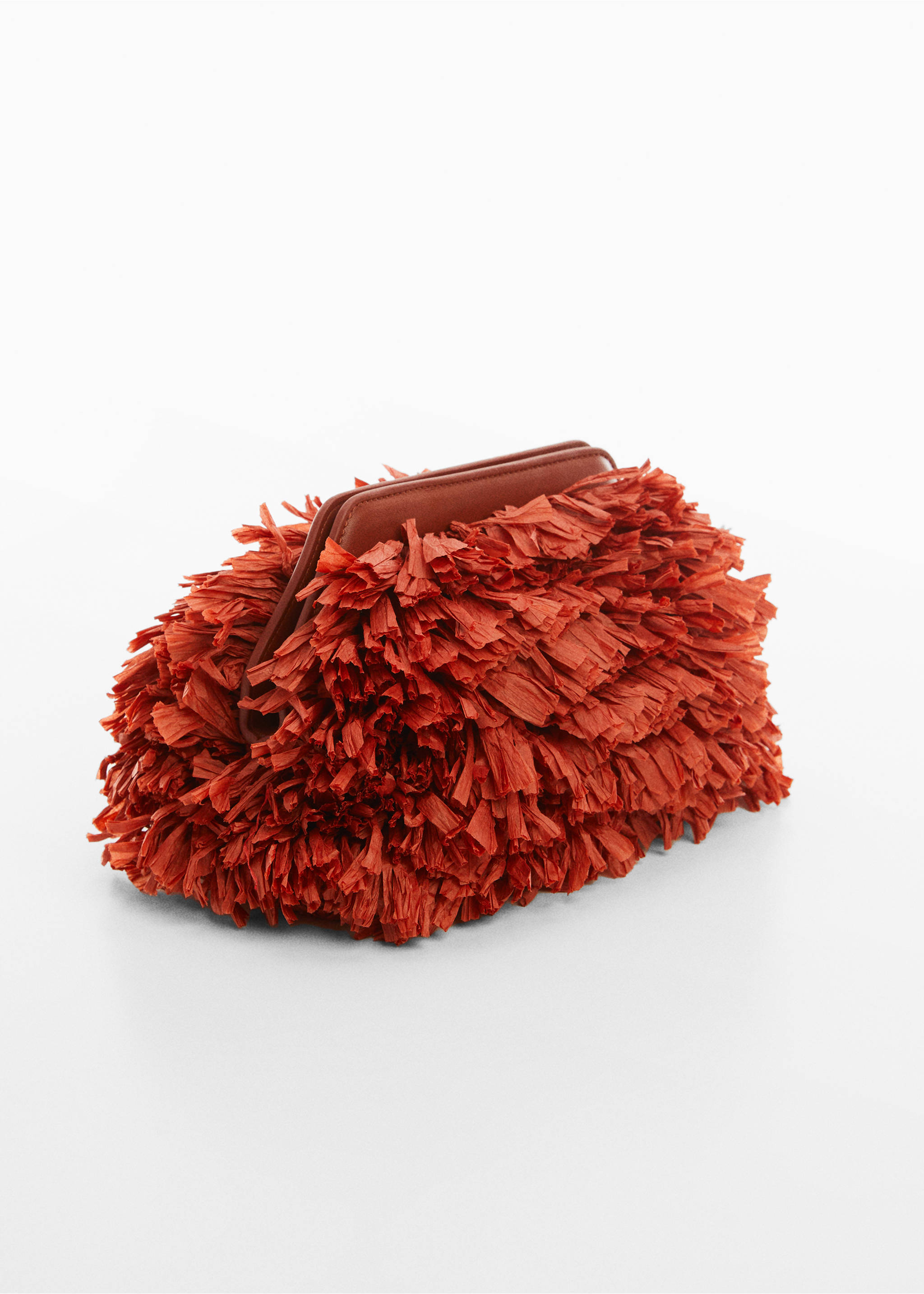 Clutch mit Fransen - Mittlere Ansicht, Bräunliches Orange. Ref: 67038635-00.