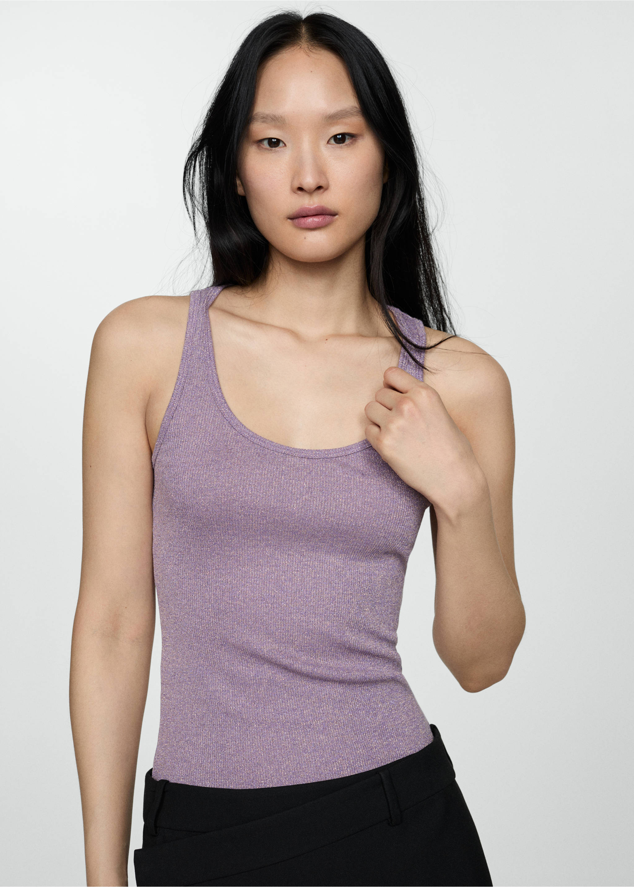 Lurex knitted top - Medium plane, Lilac. Ref: 67038648-00.