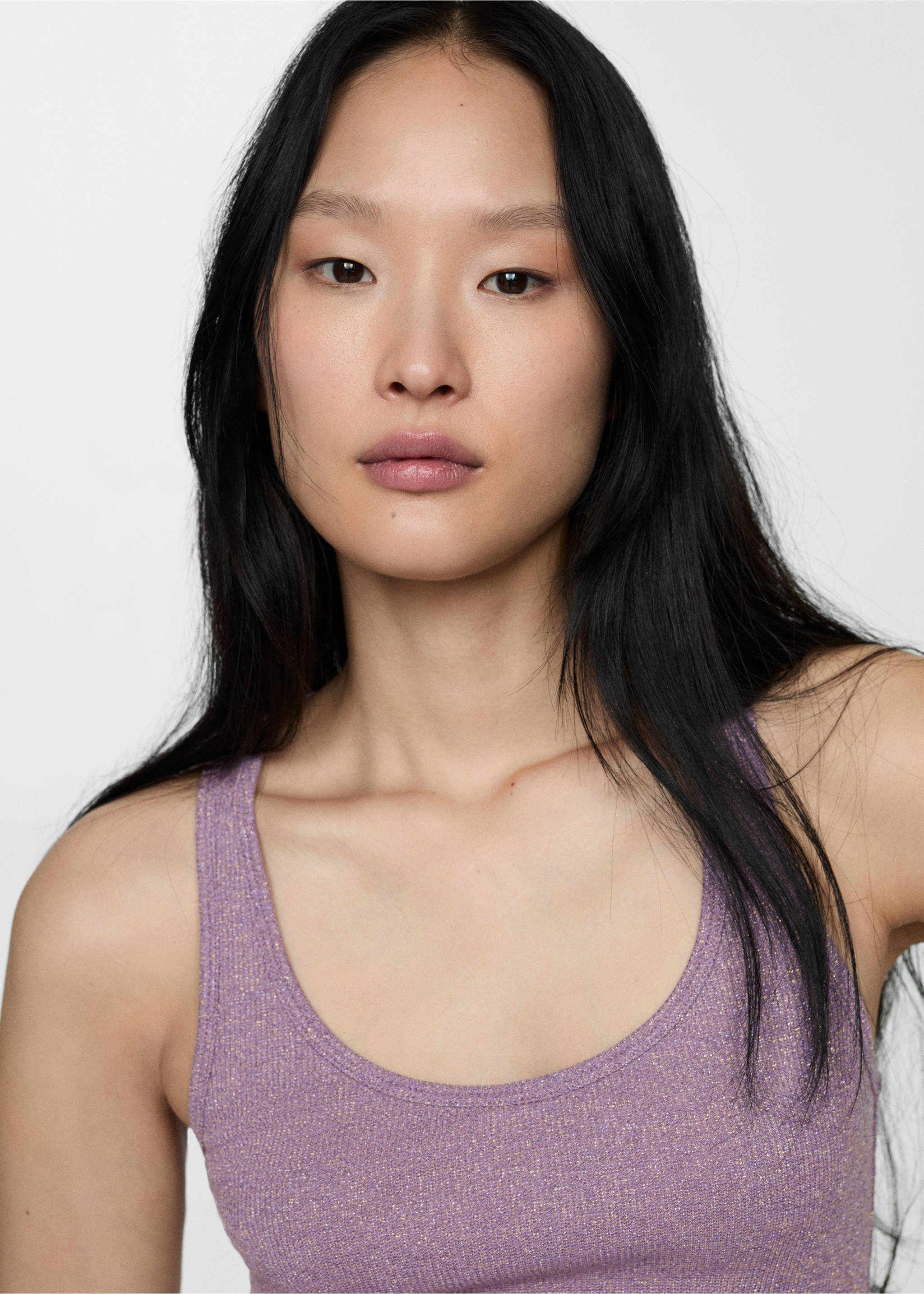 Lurex knitted top - Details of the article 1, Lilac. Ref: 67038648-00.