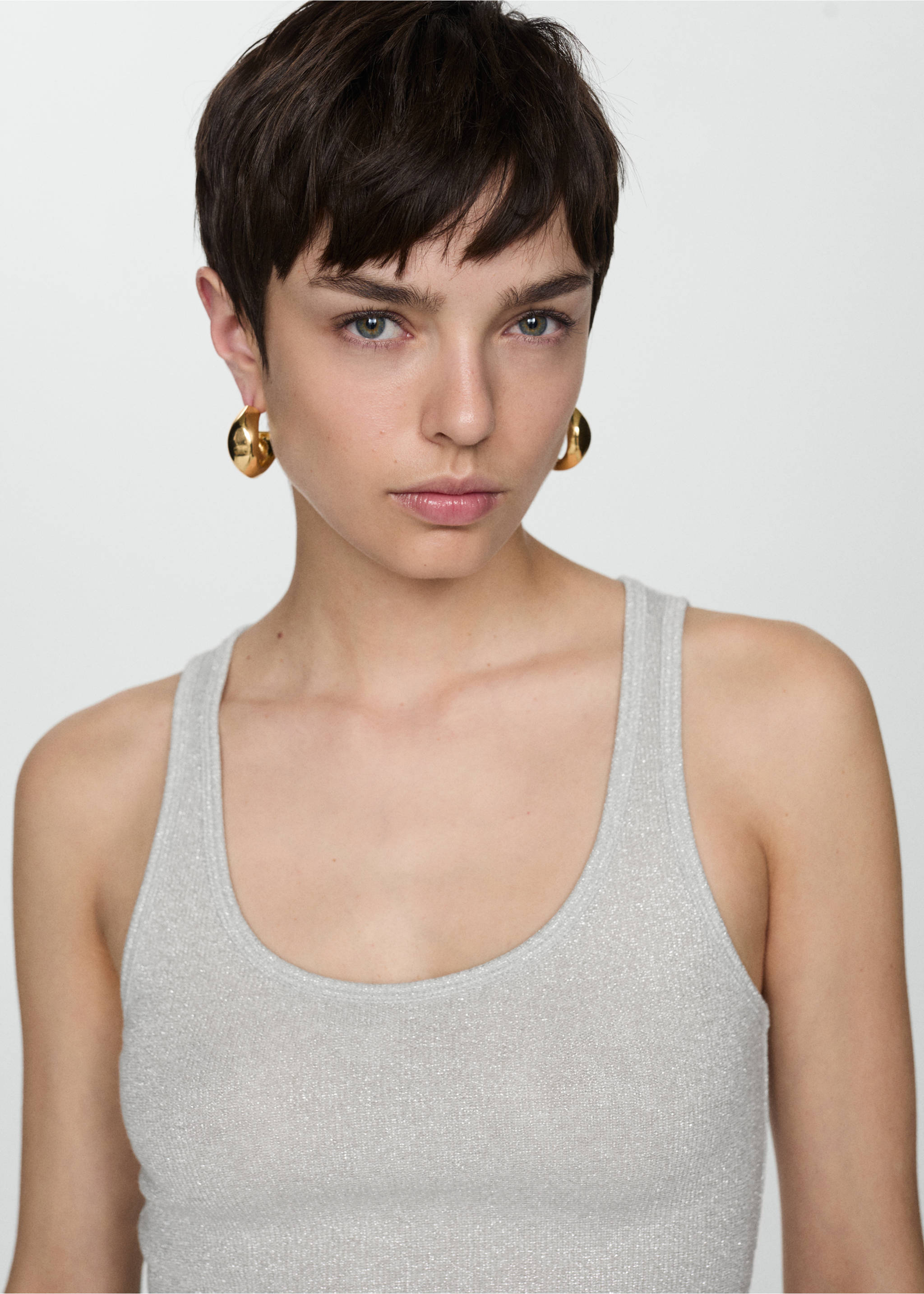 Strick-Top mit Lurex - Detail des Artikels 1, Silber. Ref: 67038648-00.