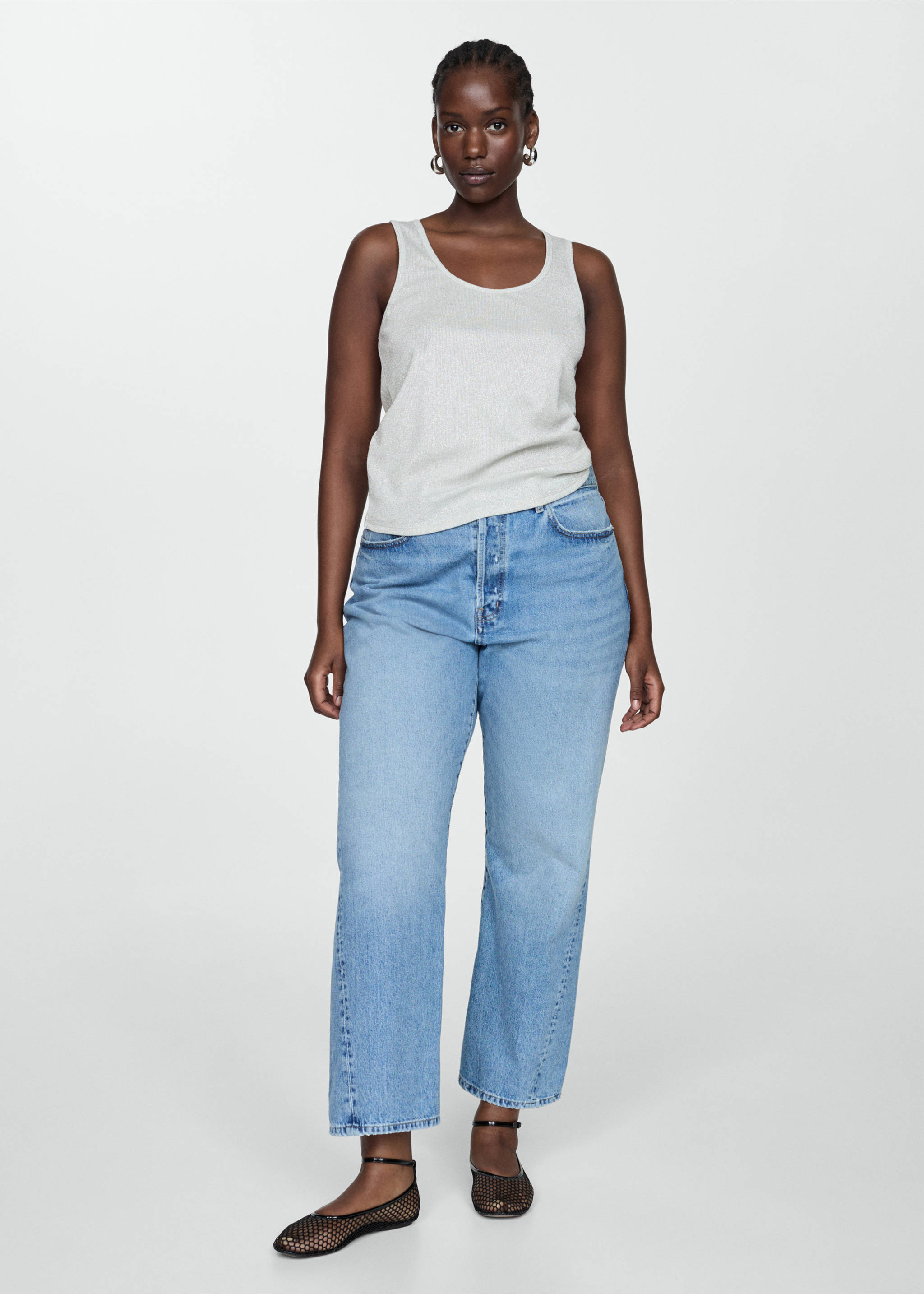 Strick-Top mit Lurex - Detail des Artikels 3, Silber. Ref: 67038648-00.