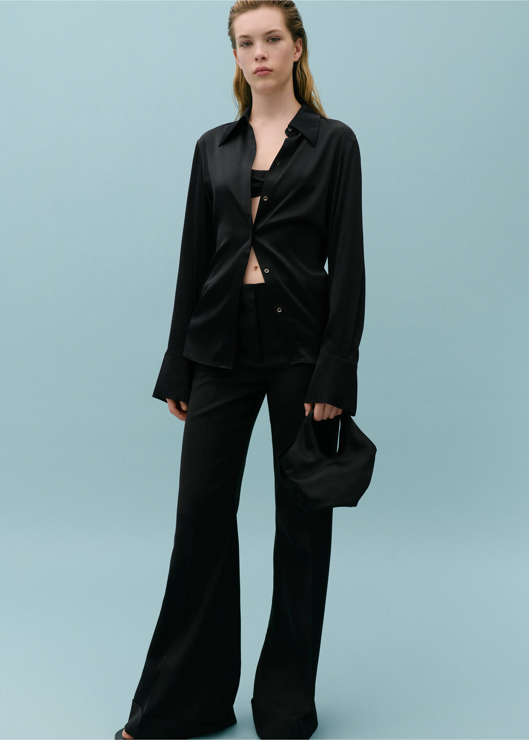 Satin silk shirt - General plane, Black. Ref: 67038653-00.