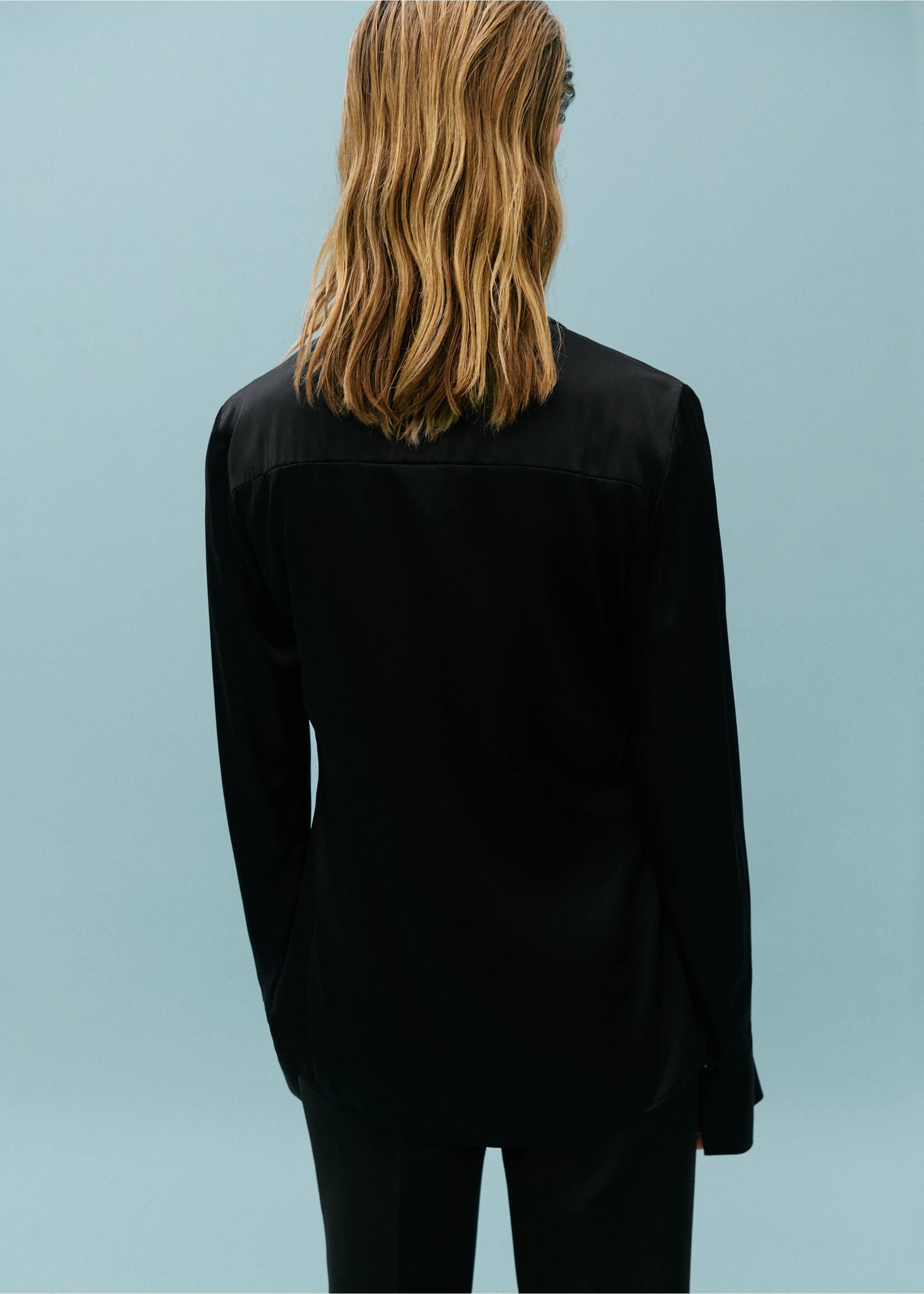 Satin silk shirt - Reverse of the article, Black. Ref: 67038653-00.