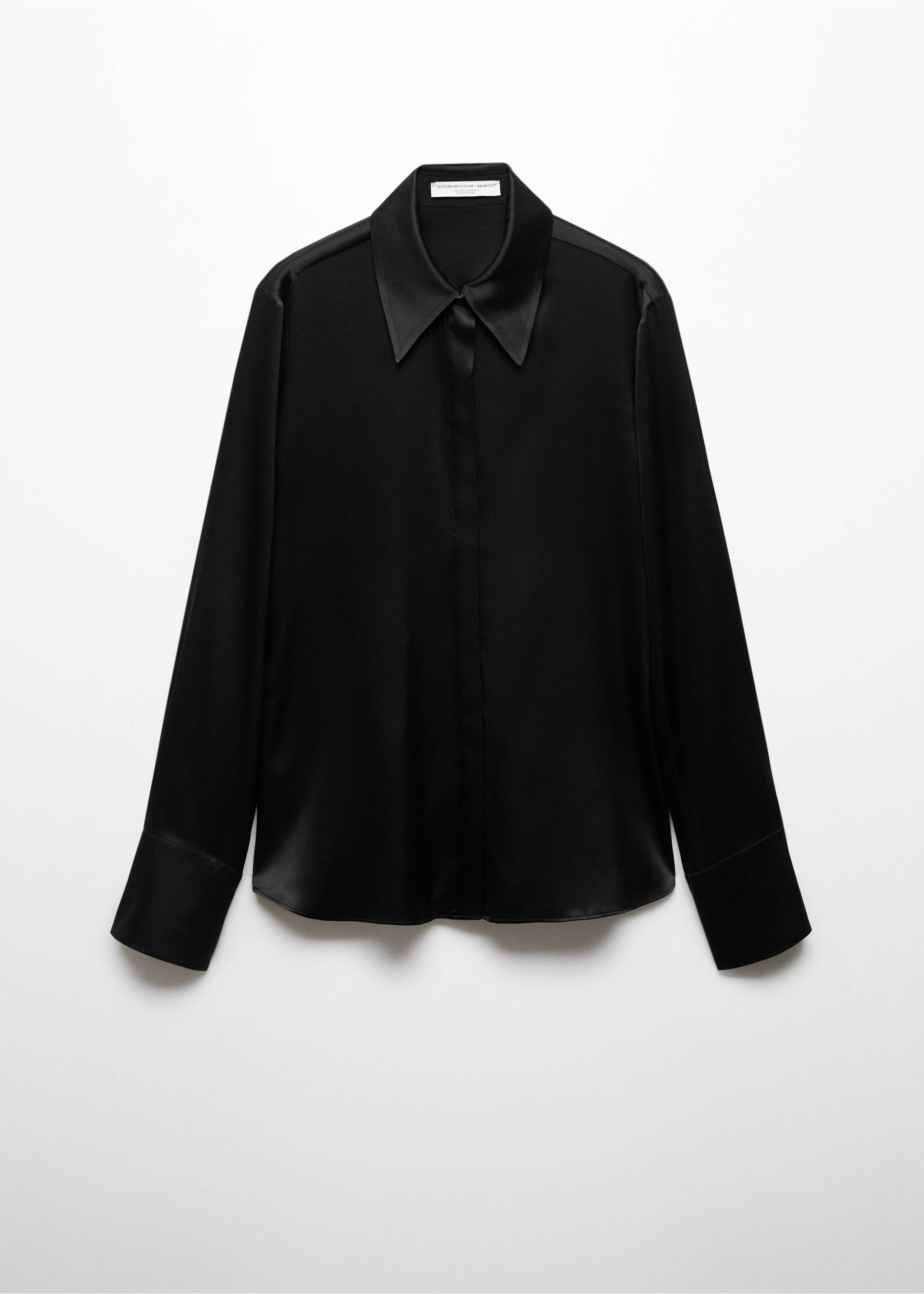 Satin silk shirt - Article without model, Black. Ref: 67038653-00.