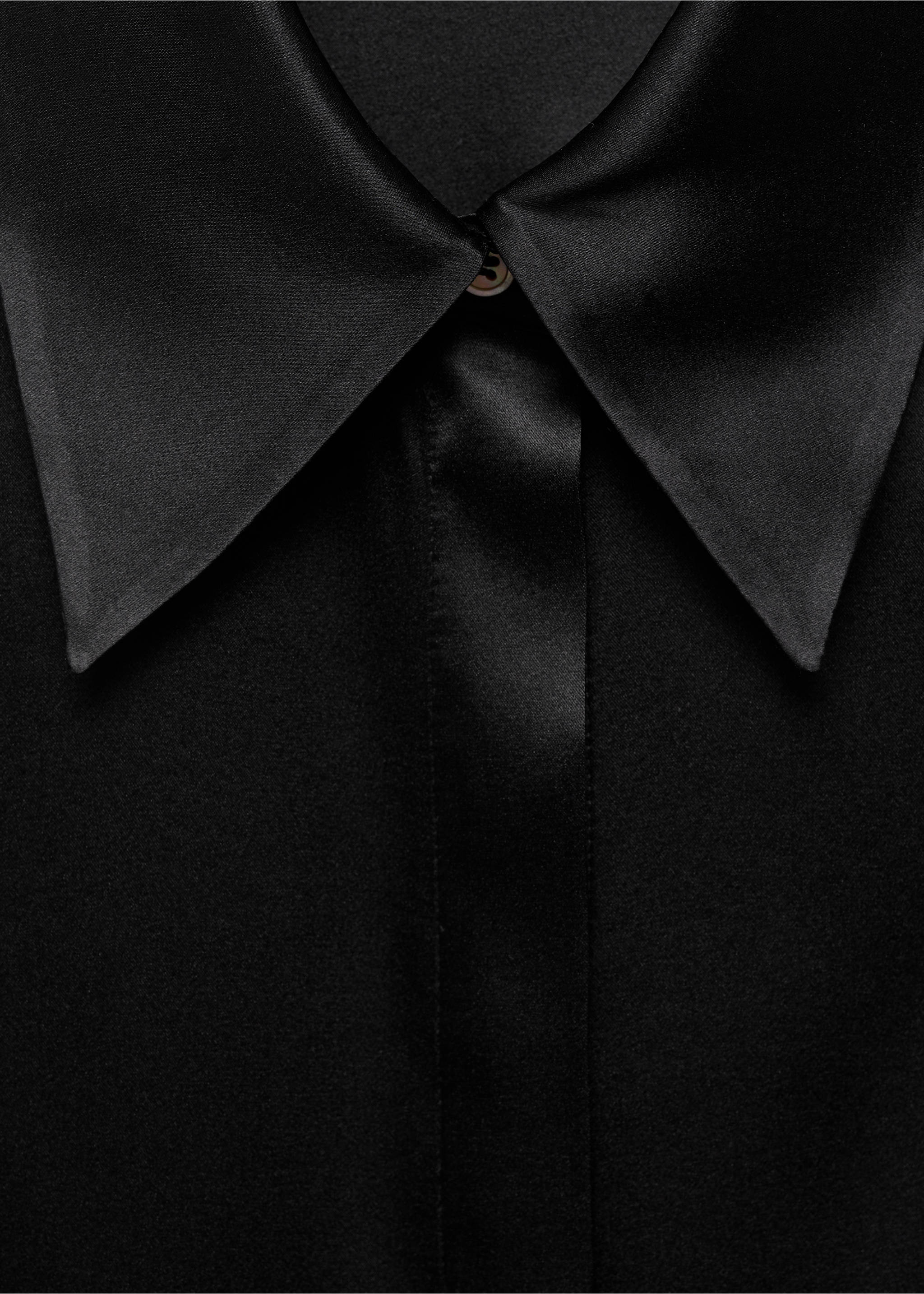 Satin silk shirt - Details of the article 8, Black. Ref: 67038653-00.