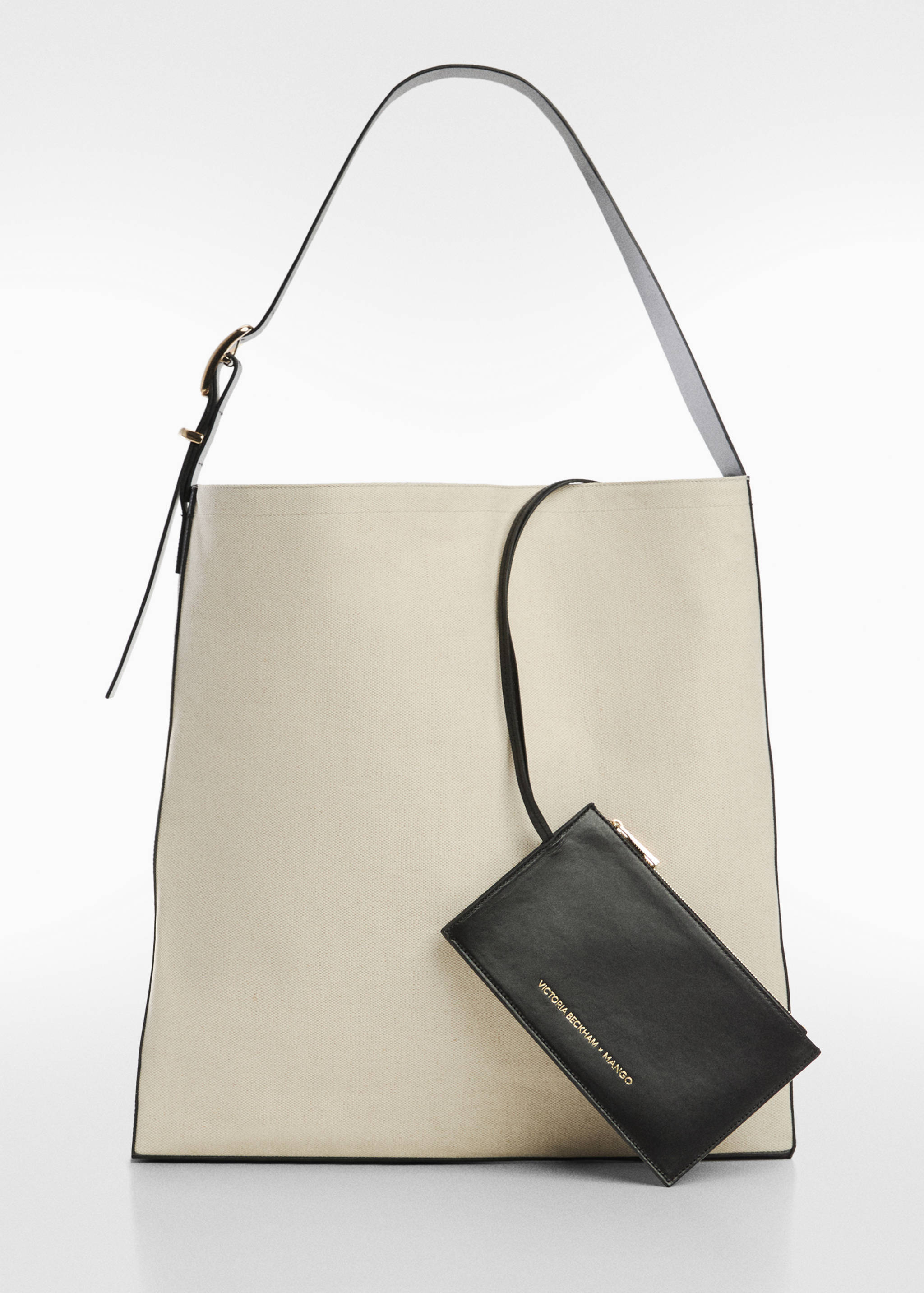 Sac maxi toile contrastée cuir - Article sans modèle