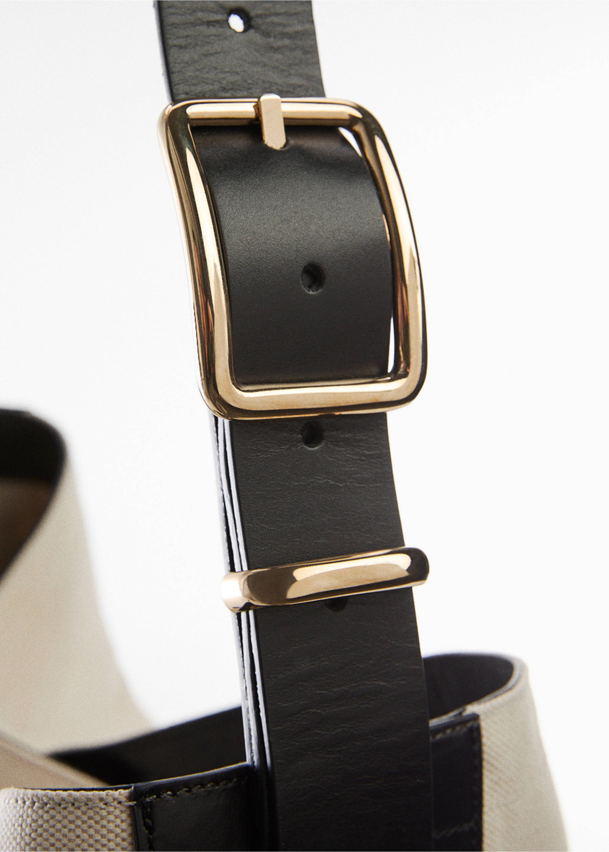 Sac maxi toile contrastée cuir - Détail de l'article 2, Noir. Ref: 67038654-00.