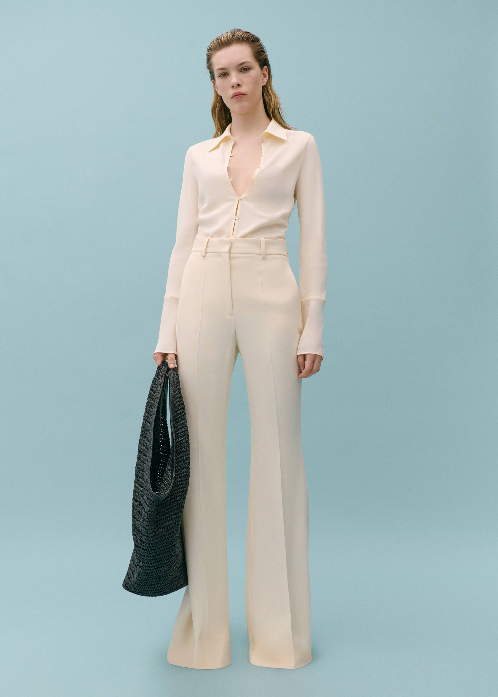 Silk-blend button-down shirt - General plane