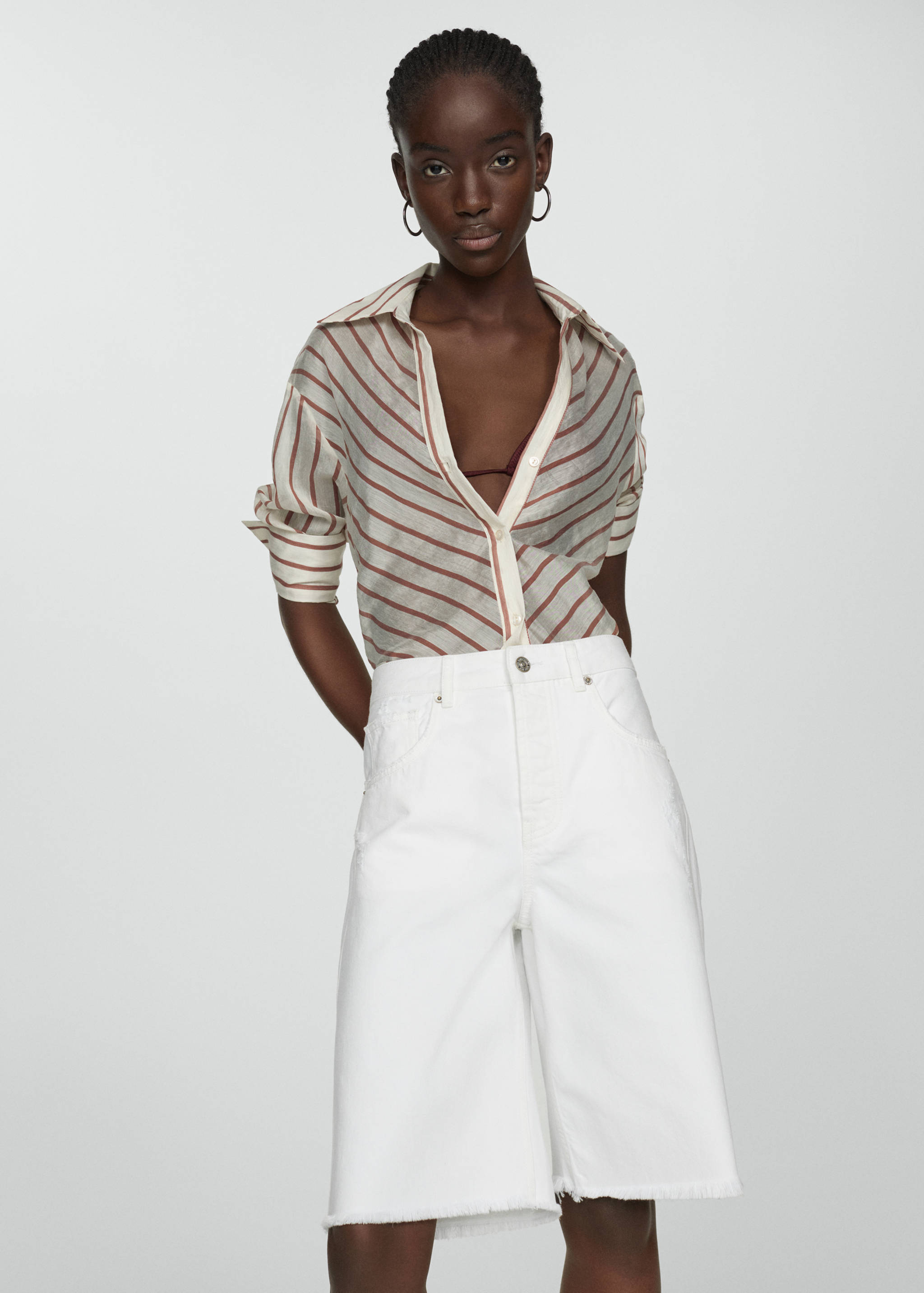 Straight-fit denim bermuda shorts - Details of the article 1