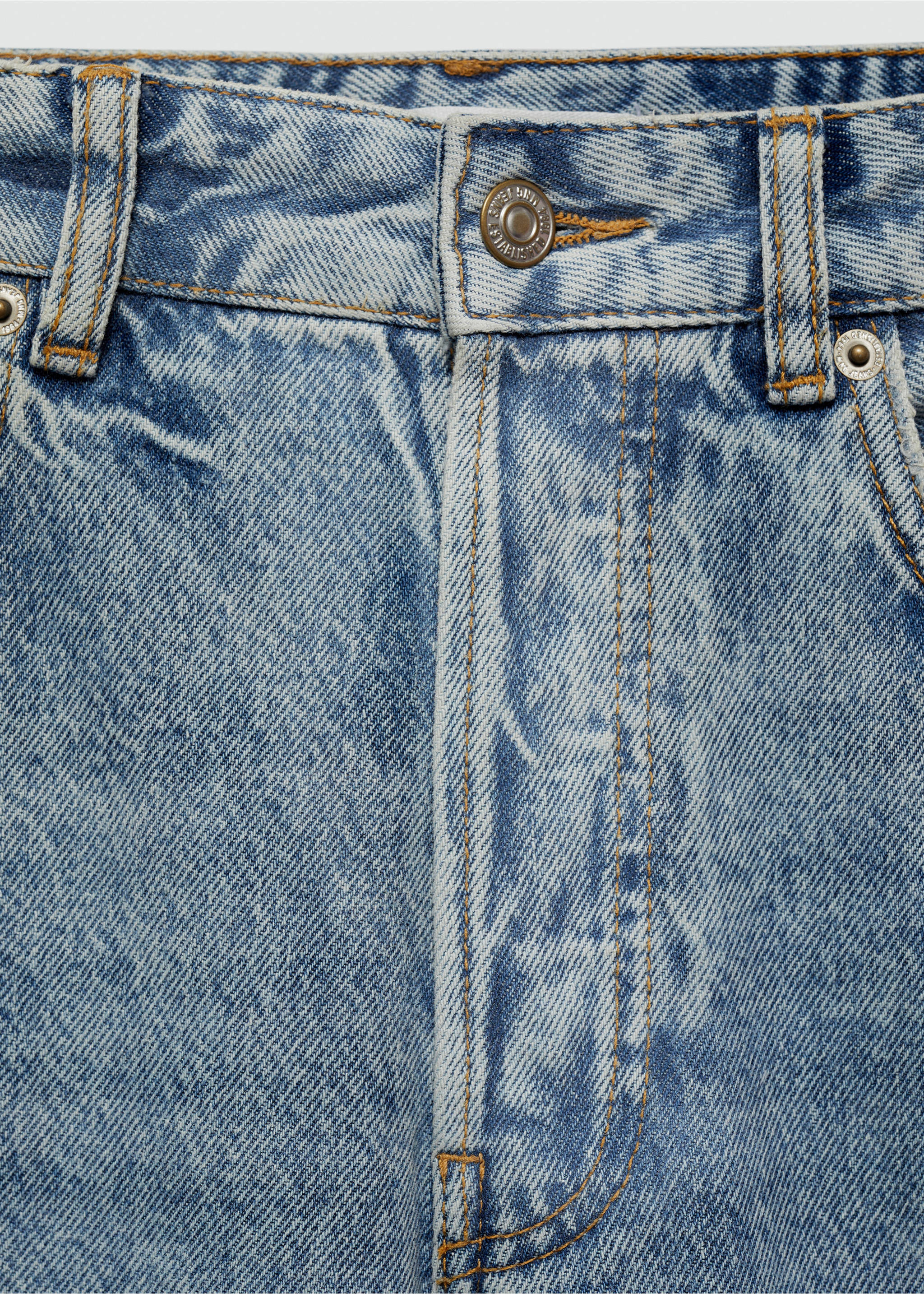 Decorative ripped denim bermuda shorts - Details of the article 8, Medium Blue. Ref: 67039045-00.