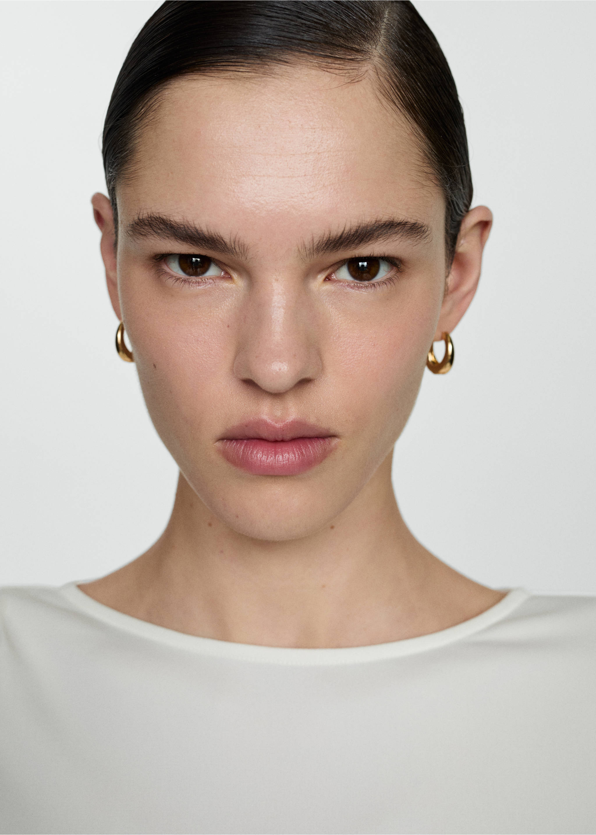 Oversized short-sleeved t-shirt - Details of the article 1, Ecru. Ref: 67039059-00.