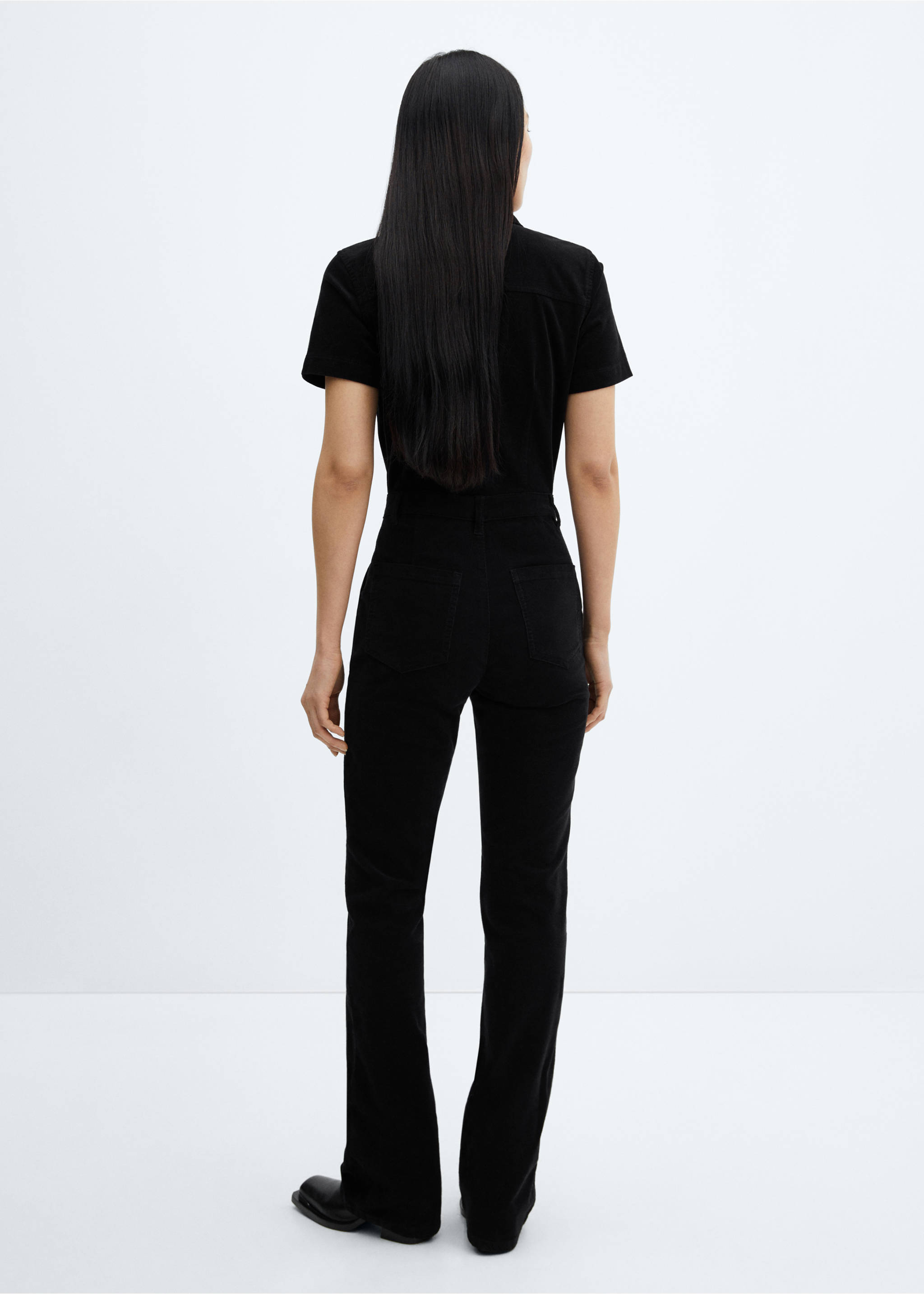 Corduroy jumpsuit with zip - Reverse of the article, Black. Ref: 67040257-00.