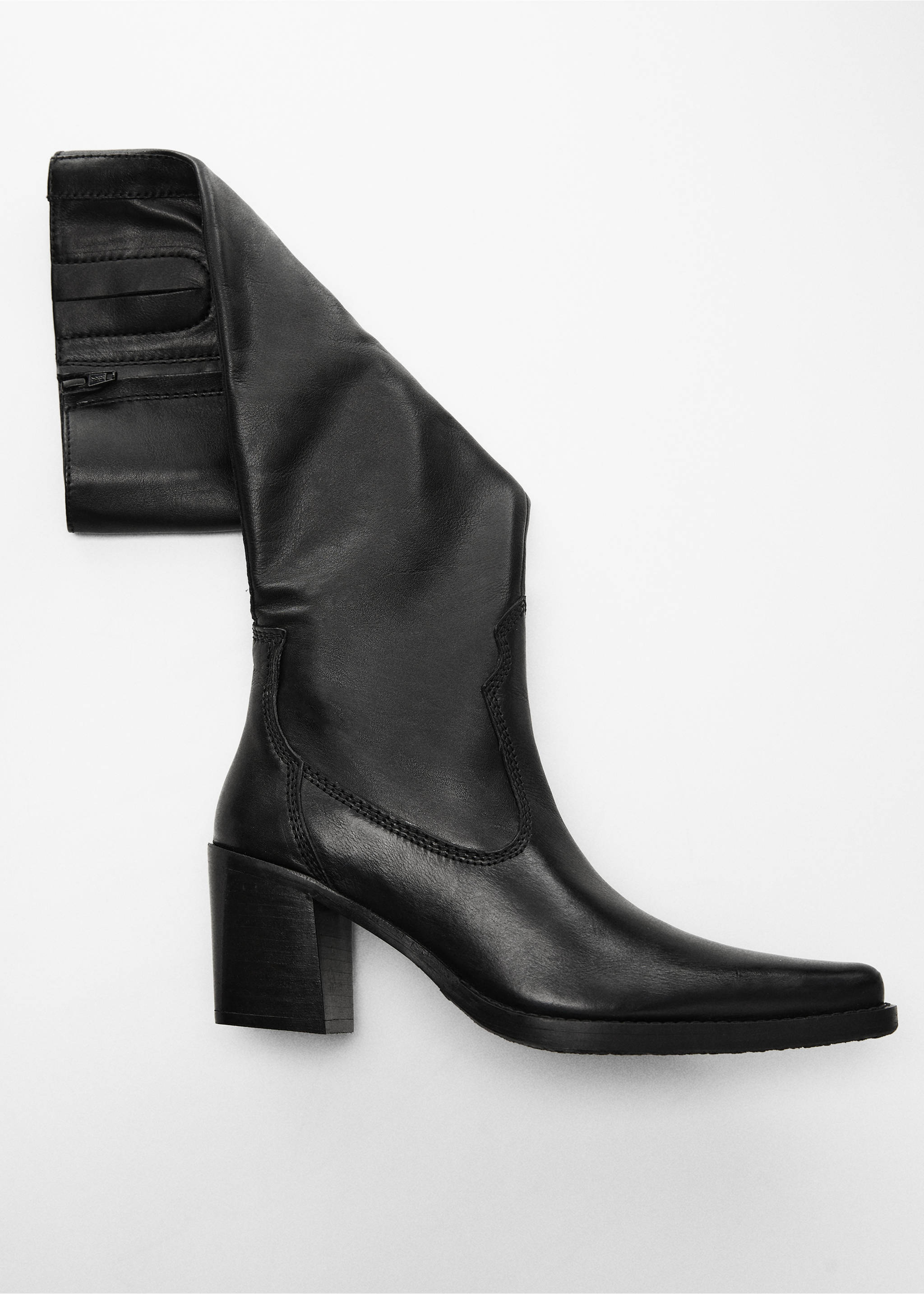 Hohe Lederstiefel mit Absatz - Detail des Artikels 5, Schwarz. Ref: 67040258-00.