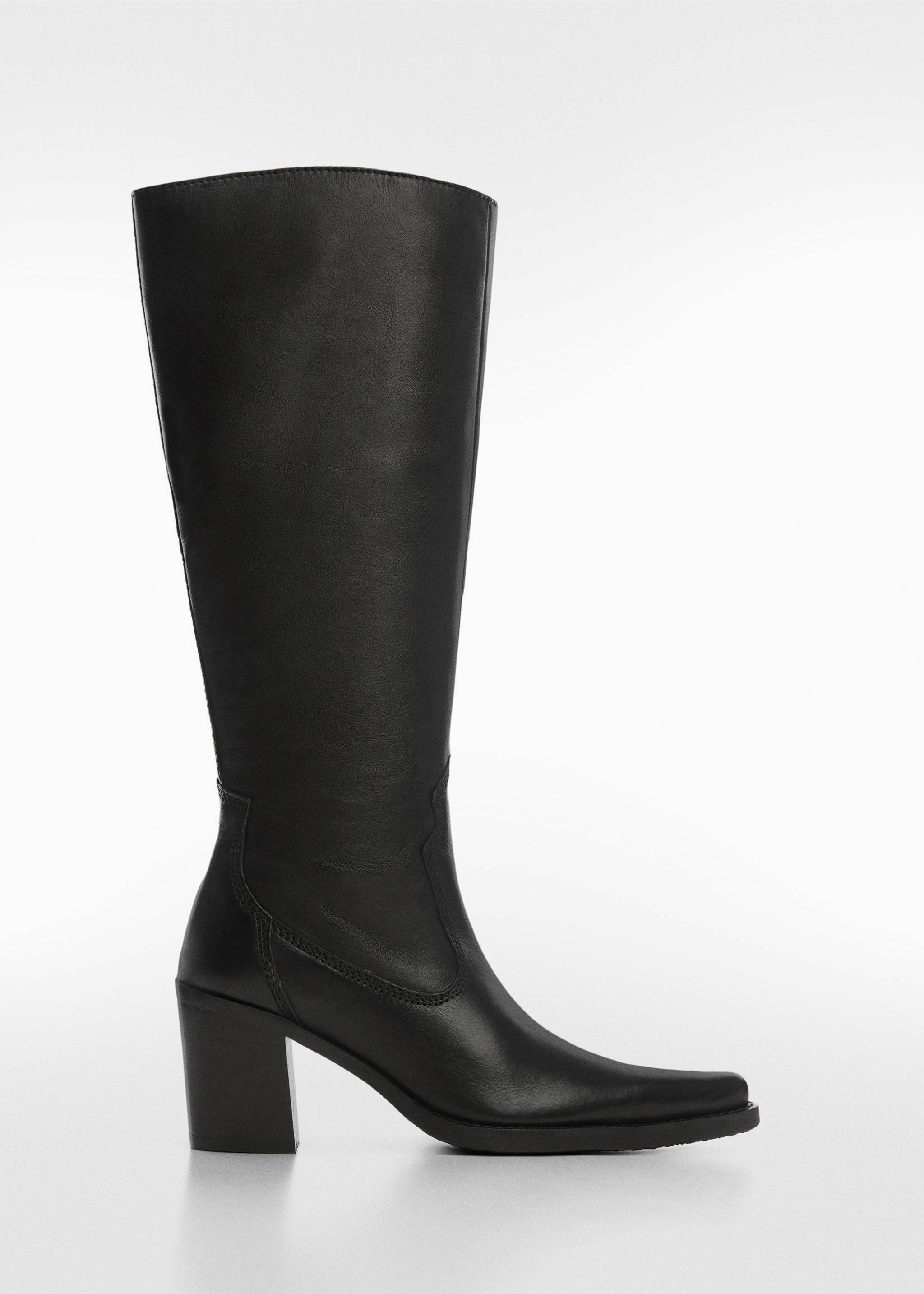 Hohe Lederstiefel mit Absatz - Artikel ohne Model, Schwarz. Ref: 67040258-00.