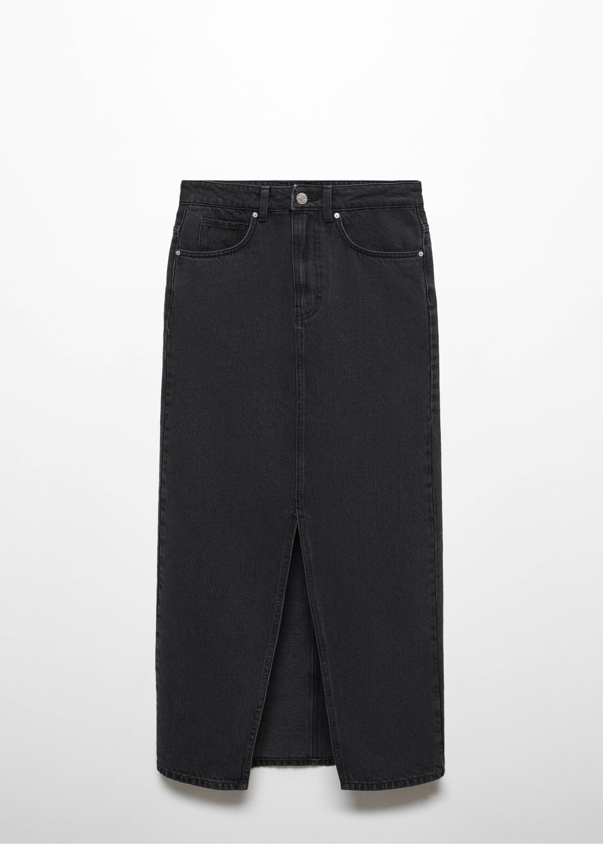 Slit denim skirt - Article without model, Black denim. Ref: 67040261-00.