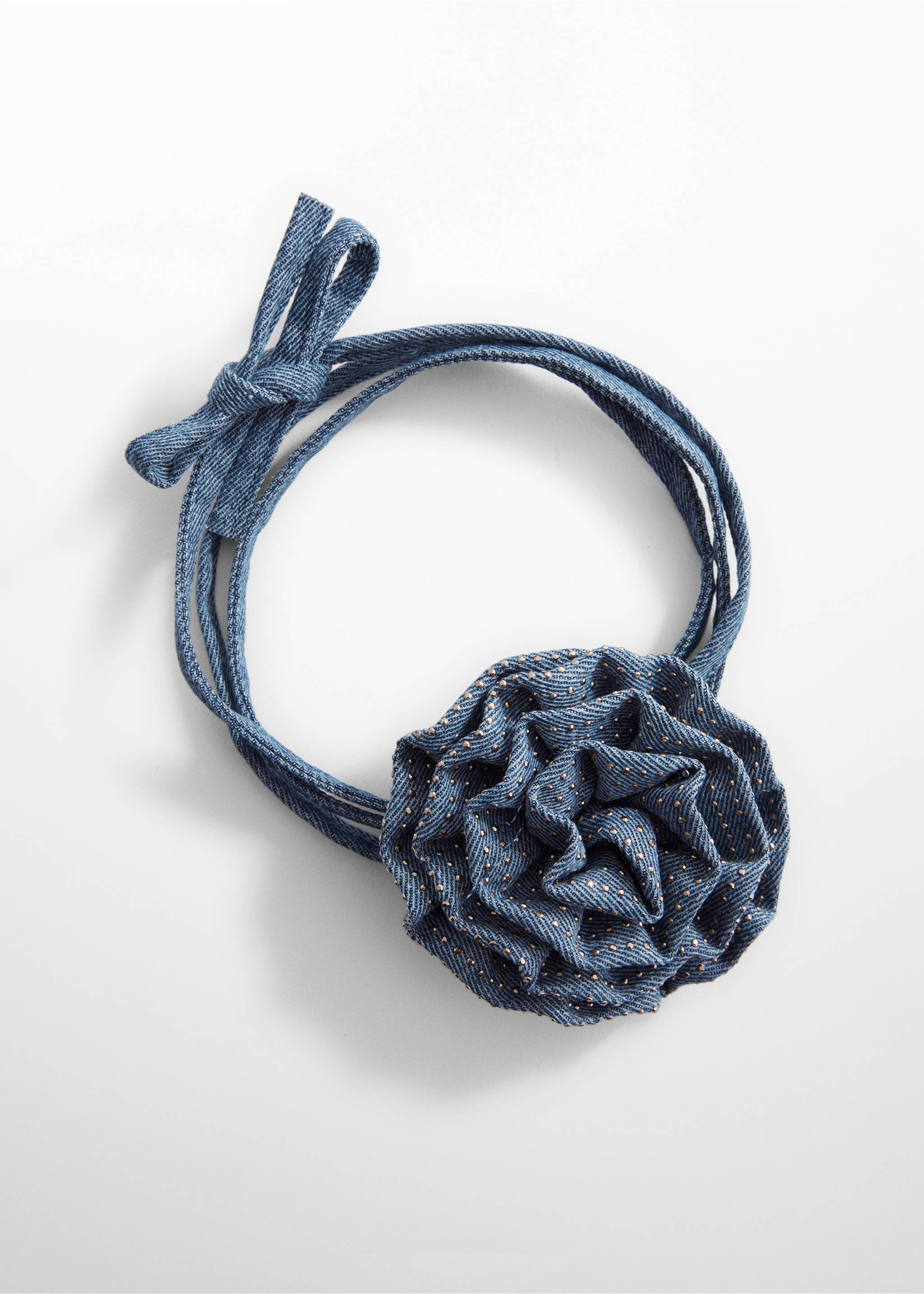 Choker-Kette mit Maxi-Blume - Artikel ohne Model, Mittelblau. Ref: 67040263-00.