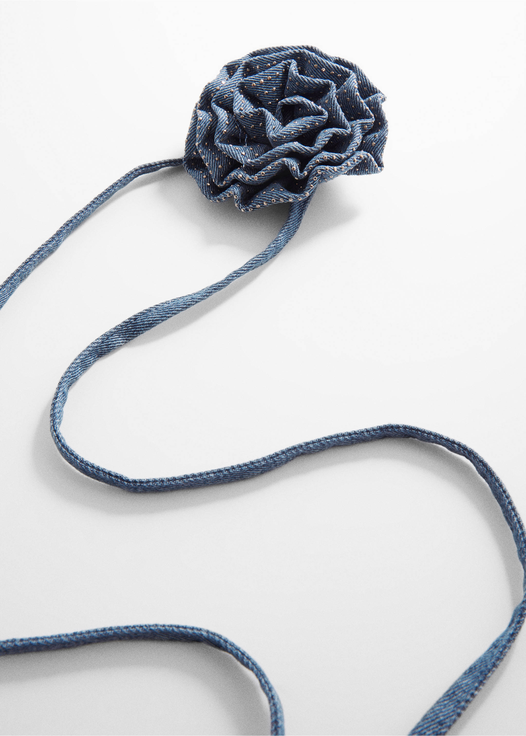 Choker-Kette mit Maxi-Blume - Mittlere Ansicht, Mittelblau. Ref: 67040263-00.