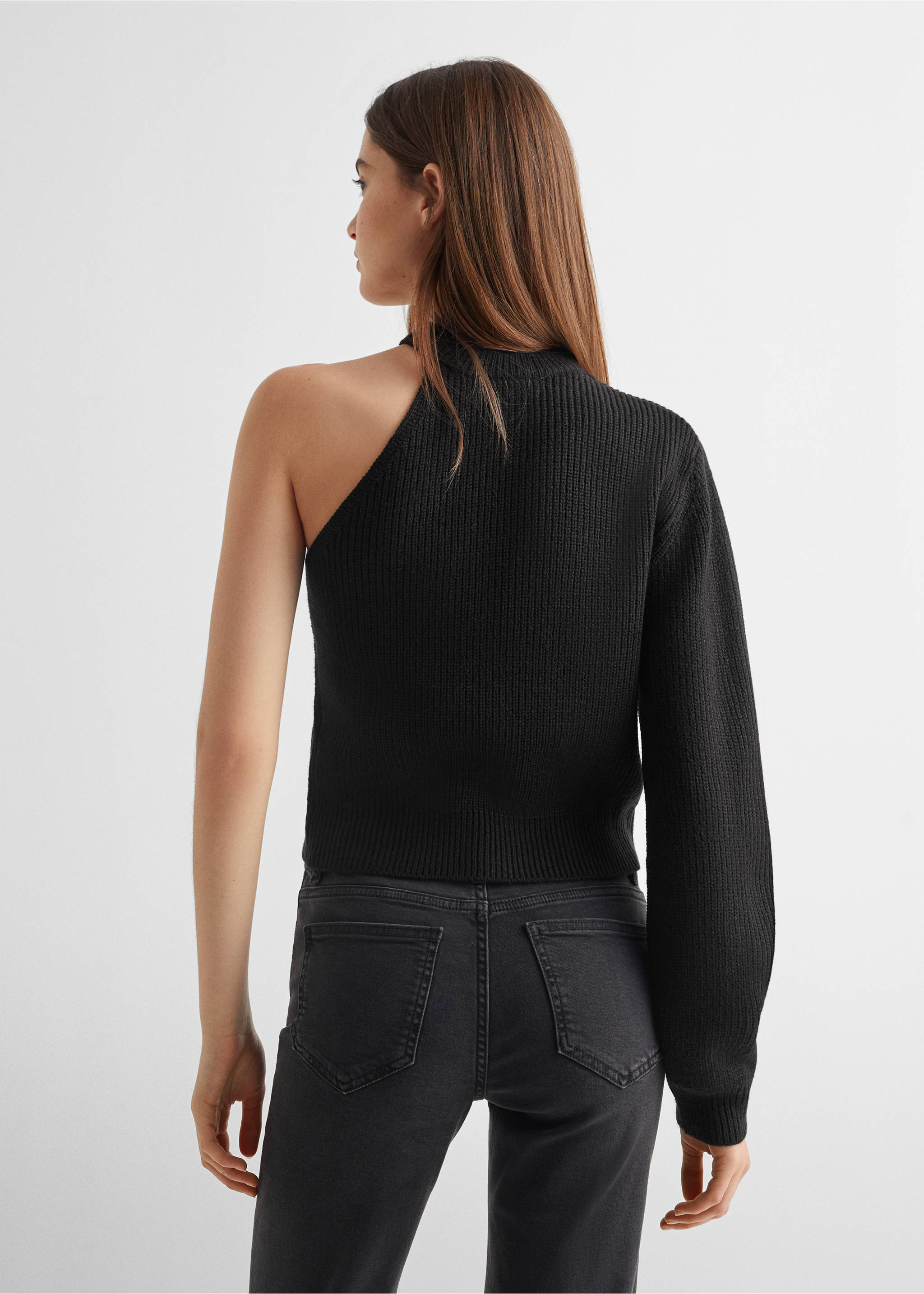 Asymmetric knit sweater - Reverse of the article, Black. Ref: 67040274-00.