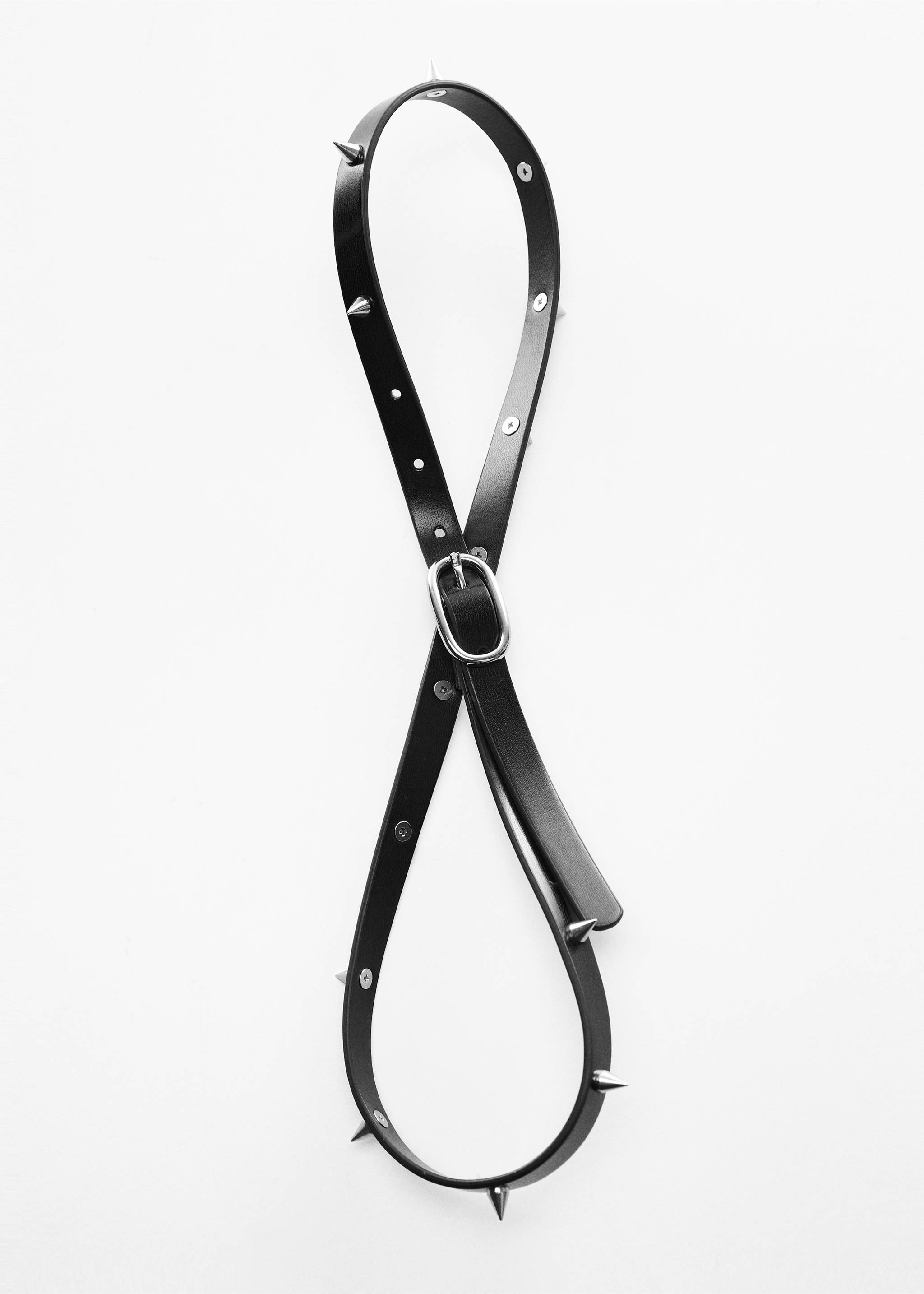 Opasek s ozdobnými bodci - Detail zboží 5, Černá. Ref: 67040278-00.