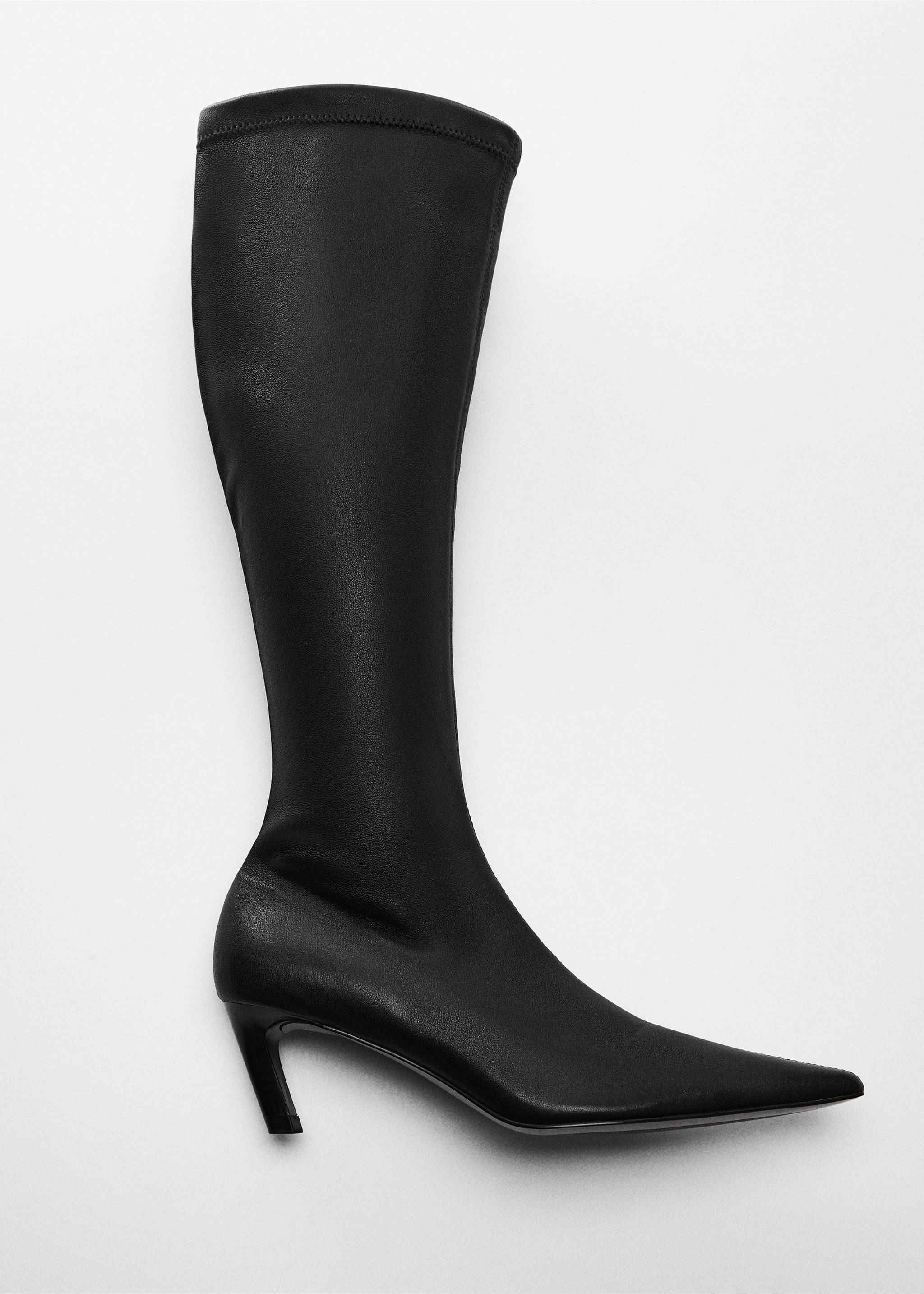 Leather boots with kitten heels - Details of the article 5, Black. Ref: 67040287-00.