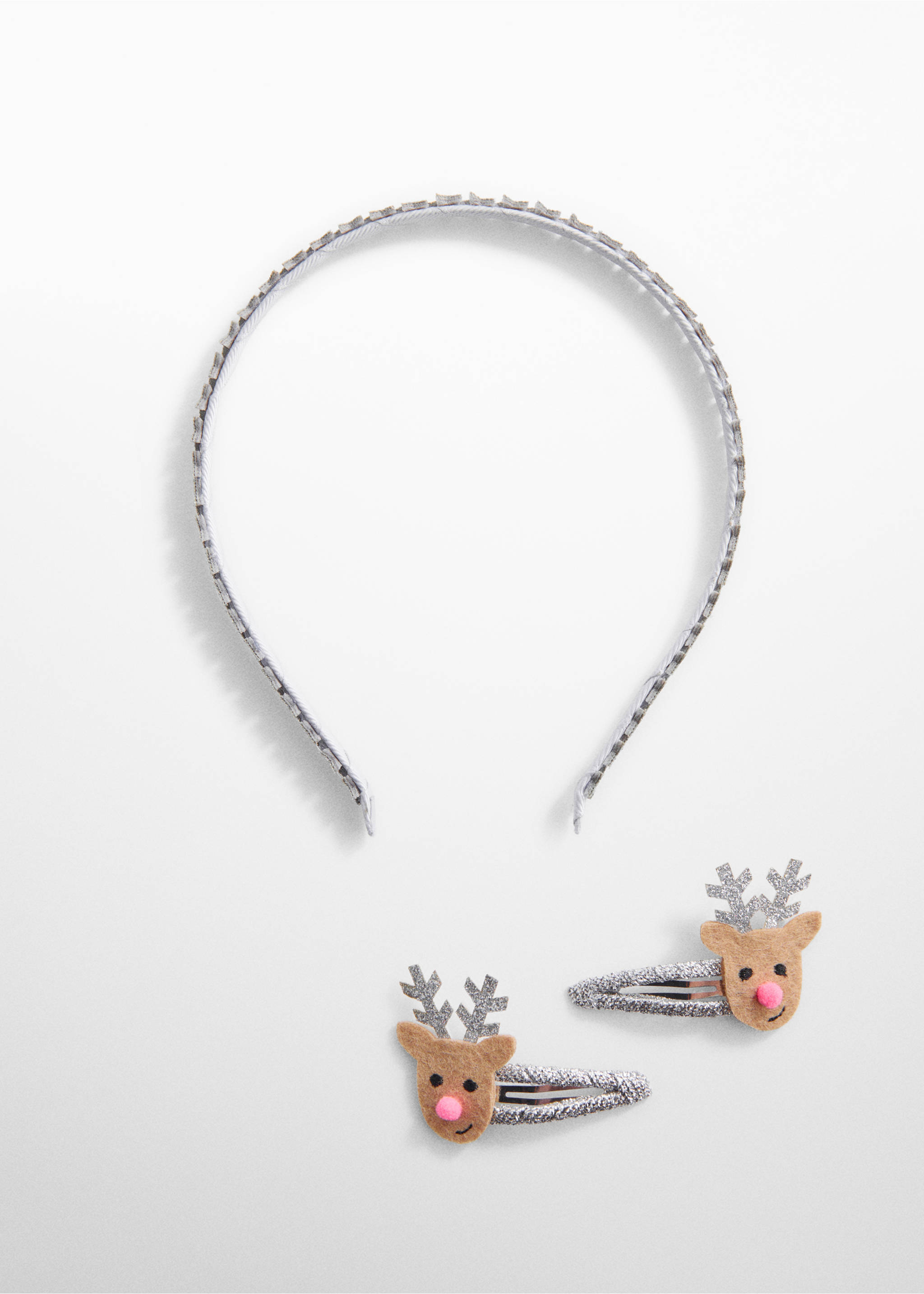 Pack Haarreif und -clips - Artikel ohne Model, Silber. Ref: 67040303-00.