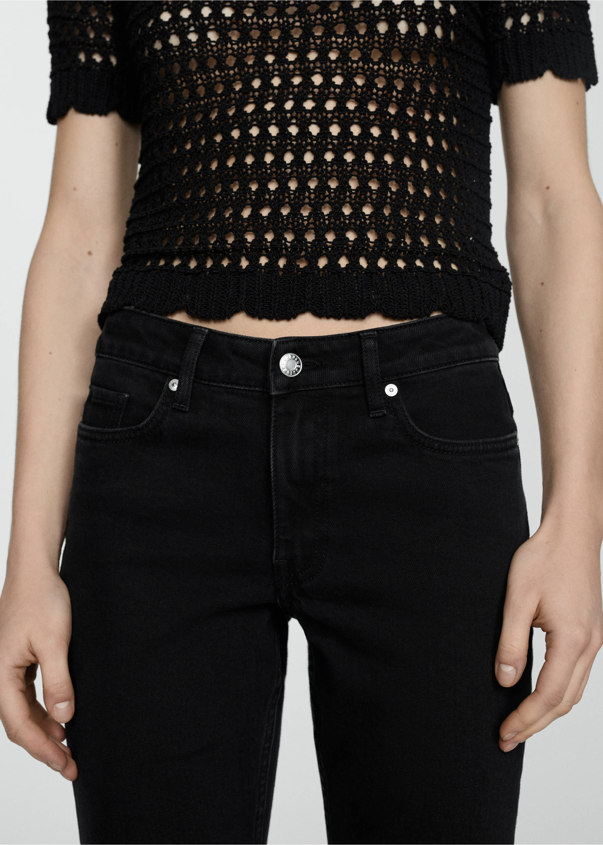 Jeans flare med normalt liv - Artikkeldetalj 6, Black denim. Ref: 67040315-00.