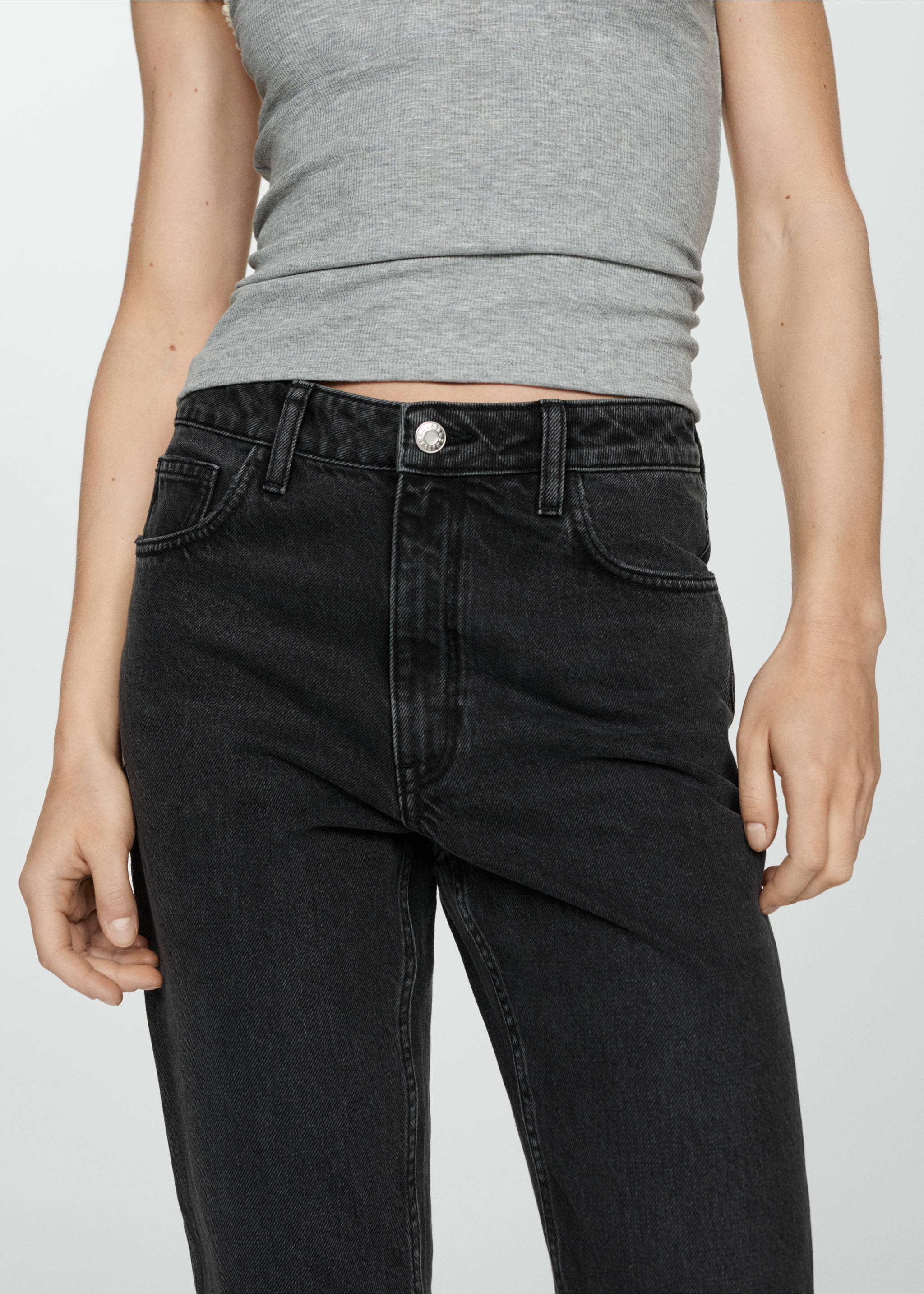 Jeans Mom2000 mom med høyt liv - Artikkeldetalj 6, Black denim. Ref: 67040317-00.