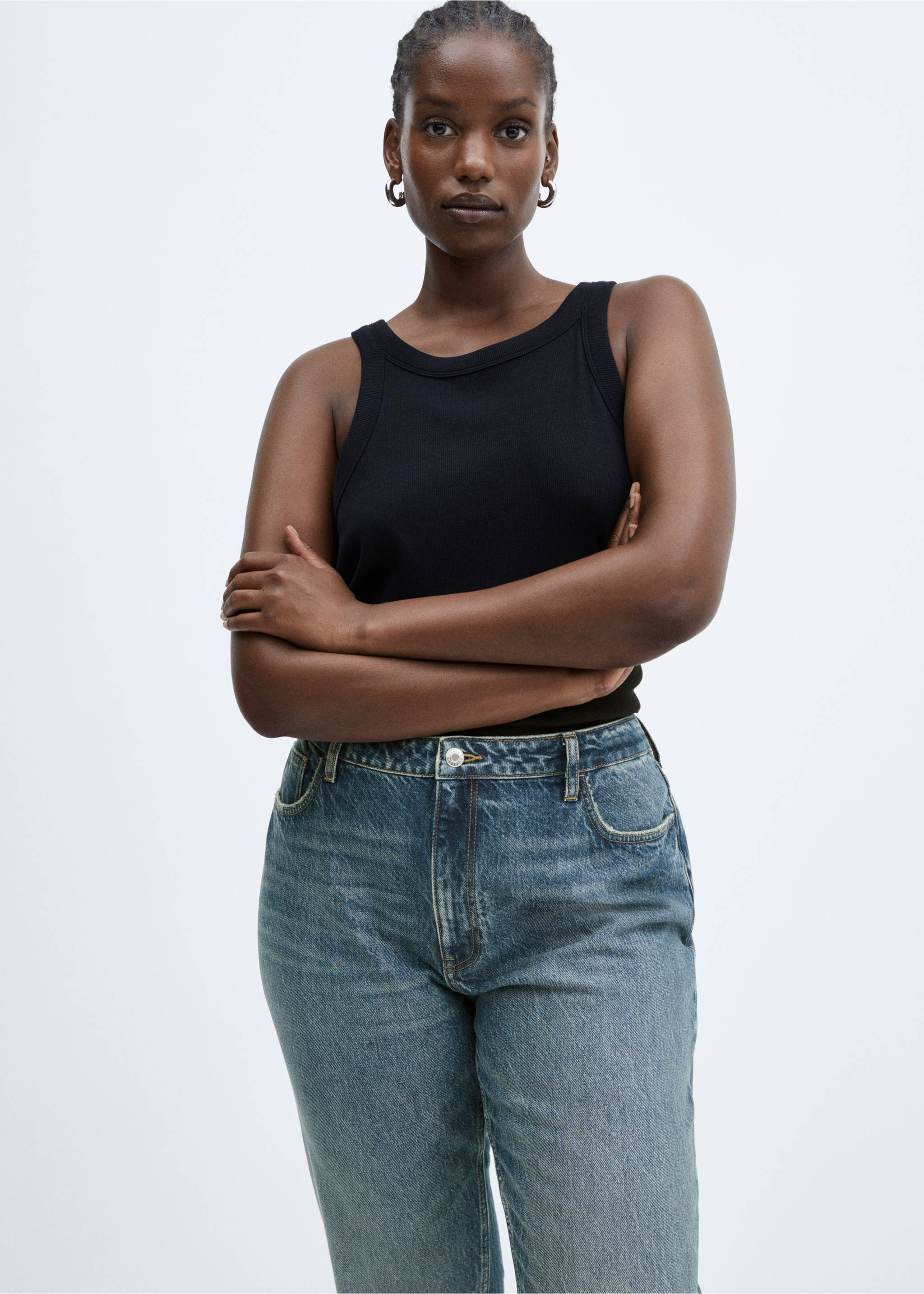 Mom2000 high-rise jeans - Details of the article 5, Dark Blue. Ref: 67040319-00.