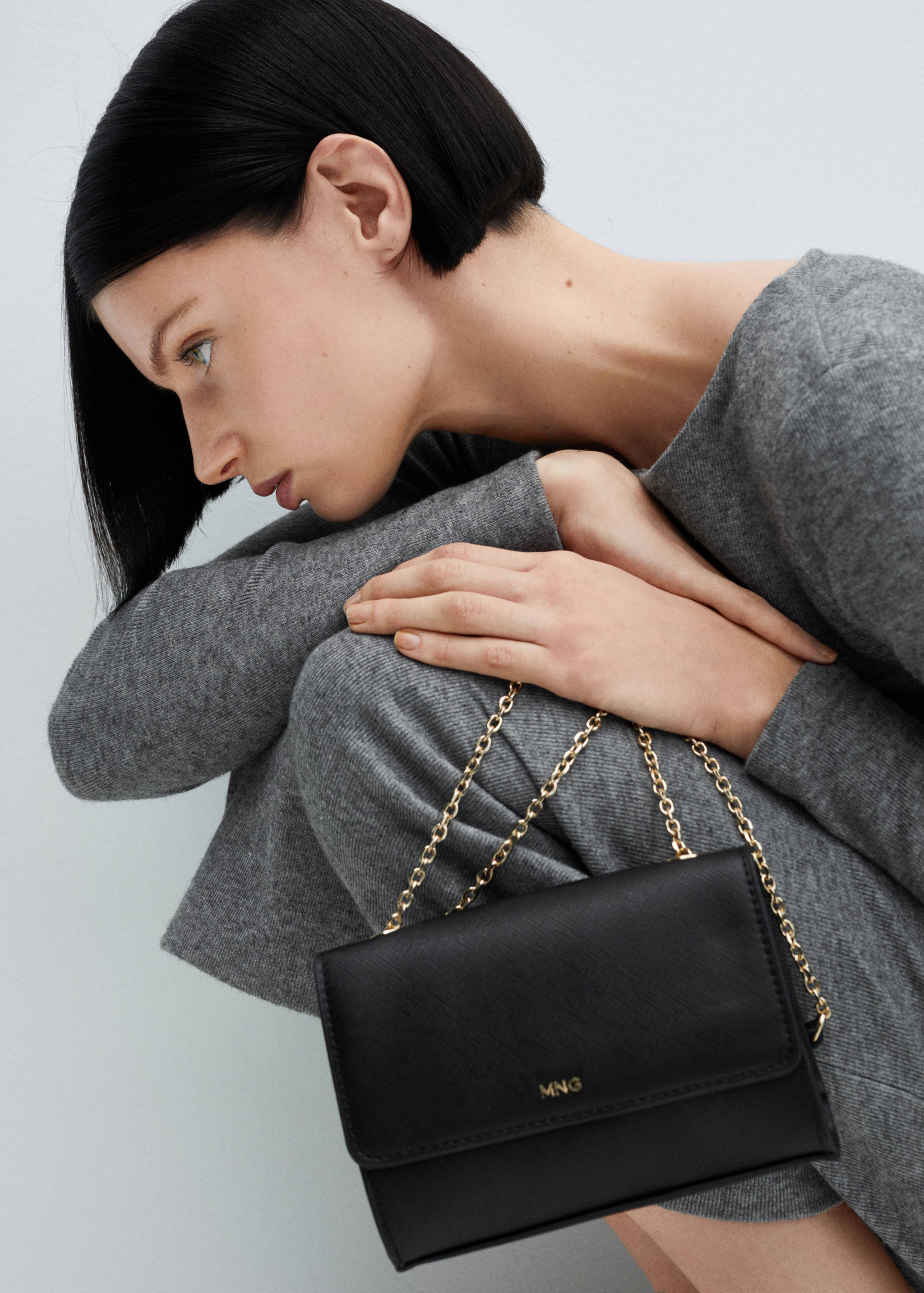 Bolso efecto safiano cadena - Plano general