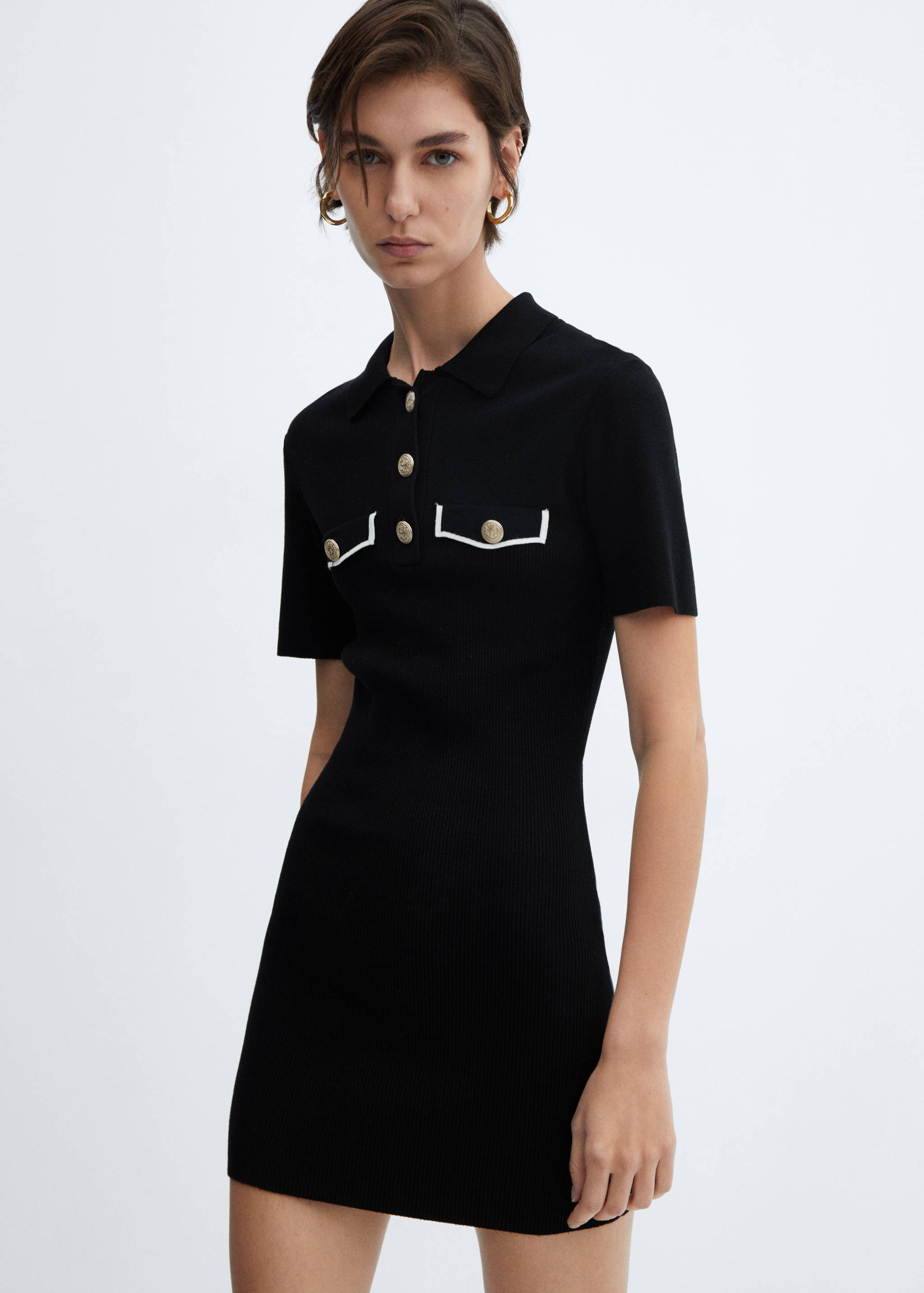 Knitted dress with polo neck - Medium plane