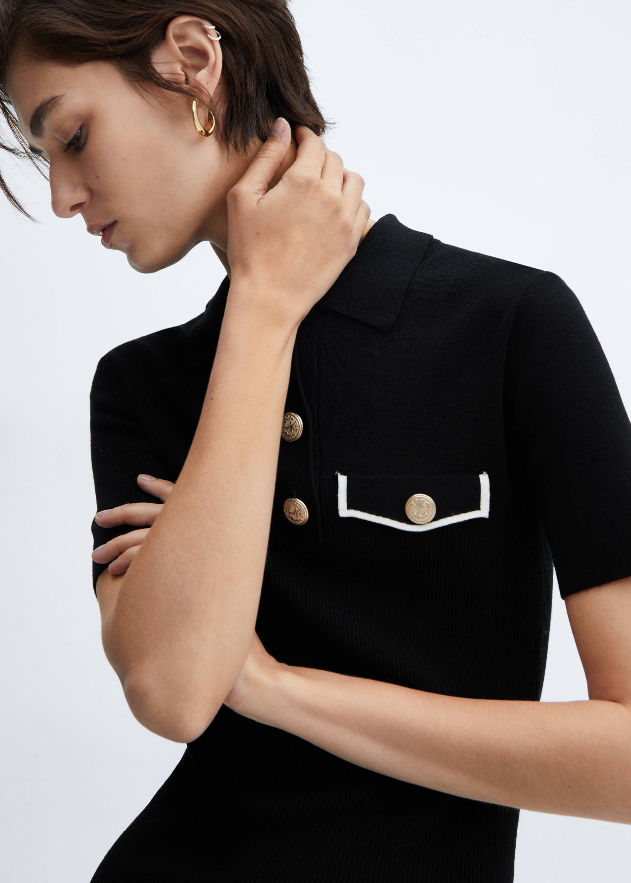 Knitted dress with polo neck - Details of the article 1