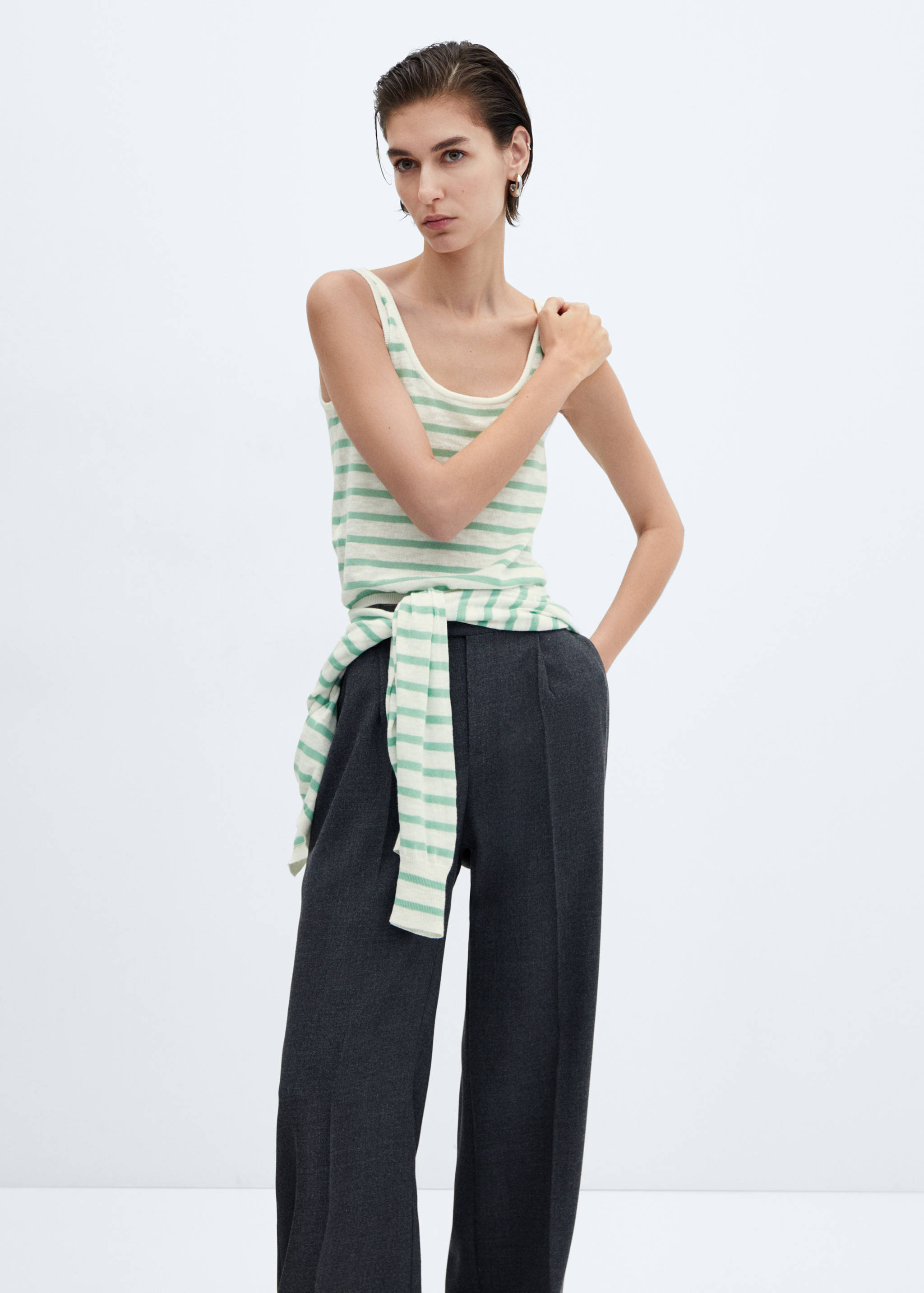 Gestreiftes Jersey-Top - Mittlere Ansicht
