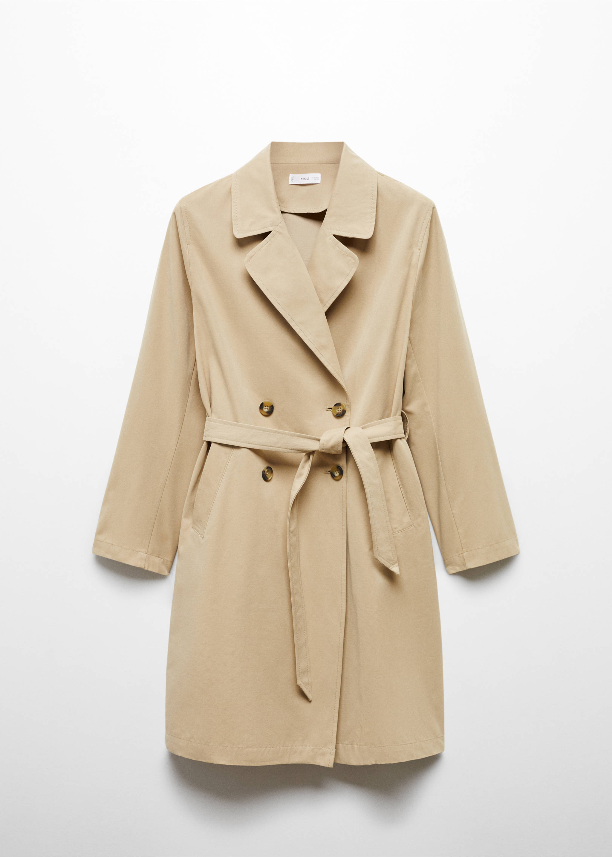 Klassischer Trenchcoat mit Gürtel - Artikel ohne Model, Beige. Ref: 67040374-00.