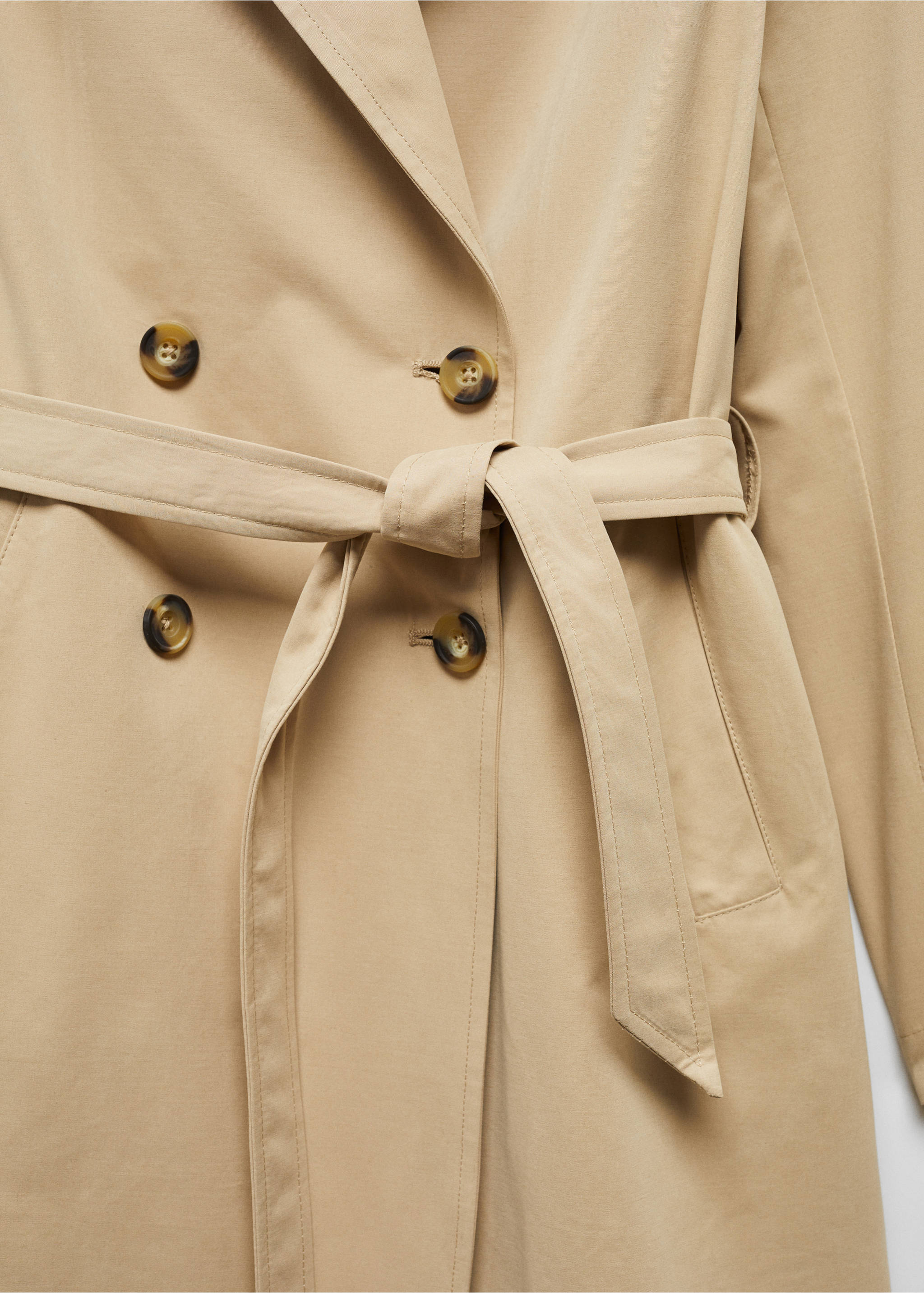 Klassischer Trenchcoat mit Gürtel - Detail des Artikels 8, Beige. Ref: 67040374-00.