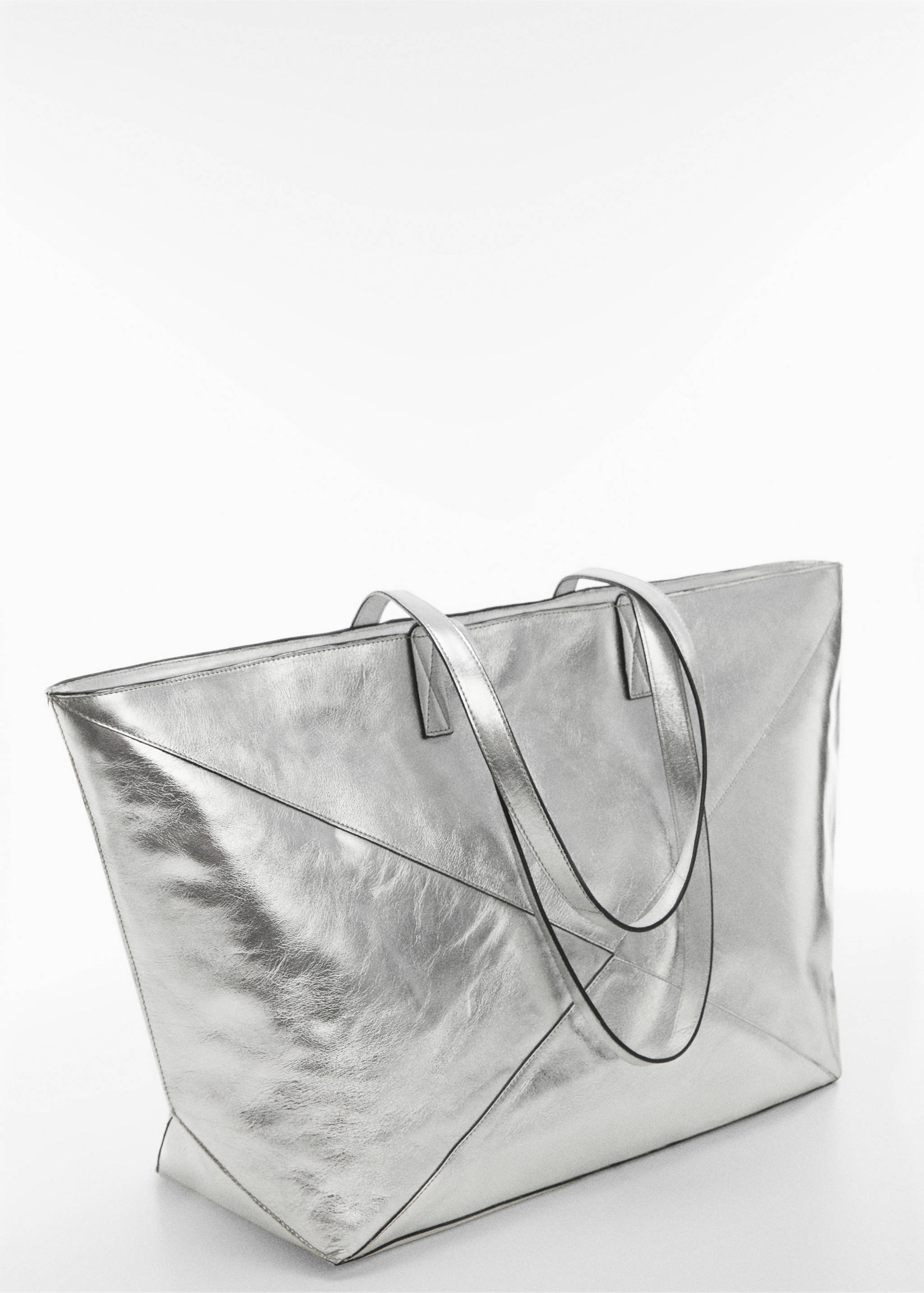 Leather shopper bag - Medium plane
