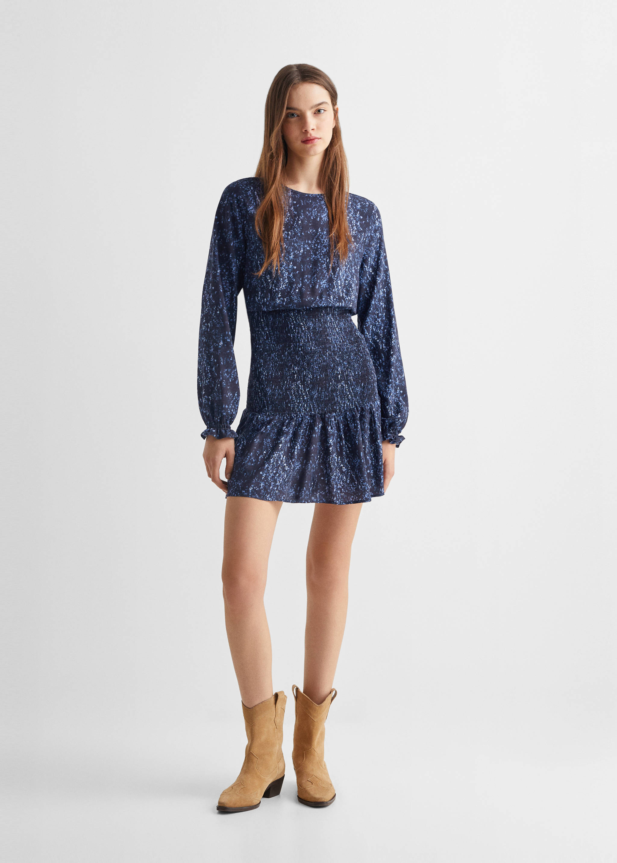 Robe froncée imprimée - Plan général