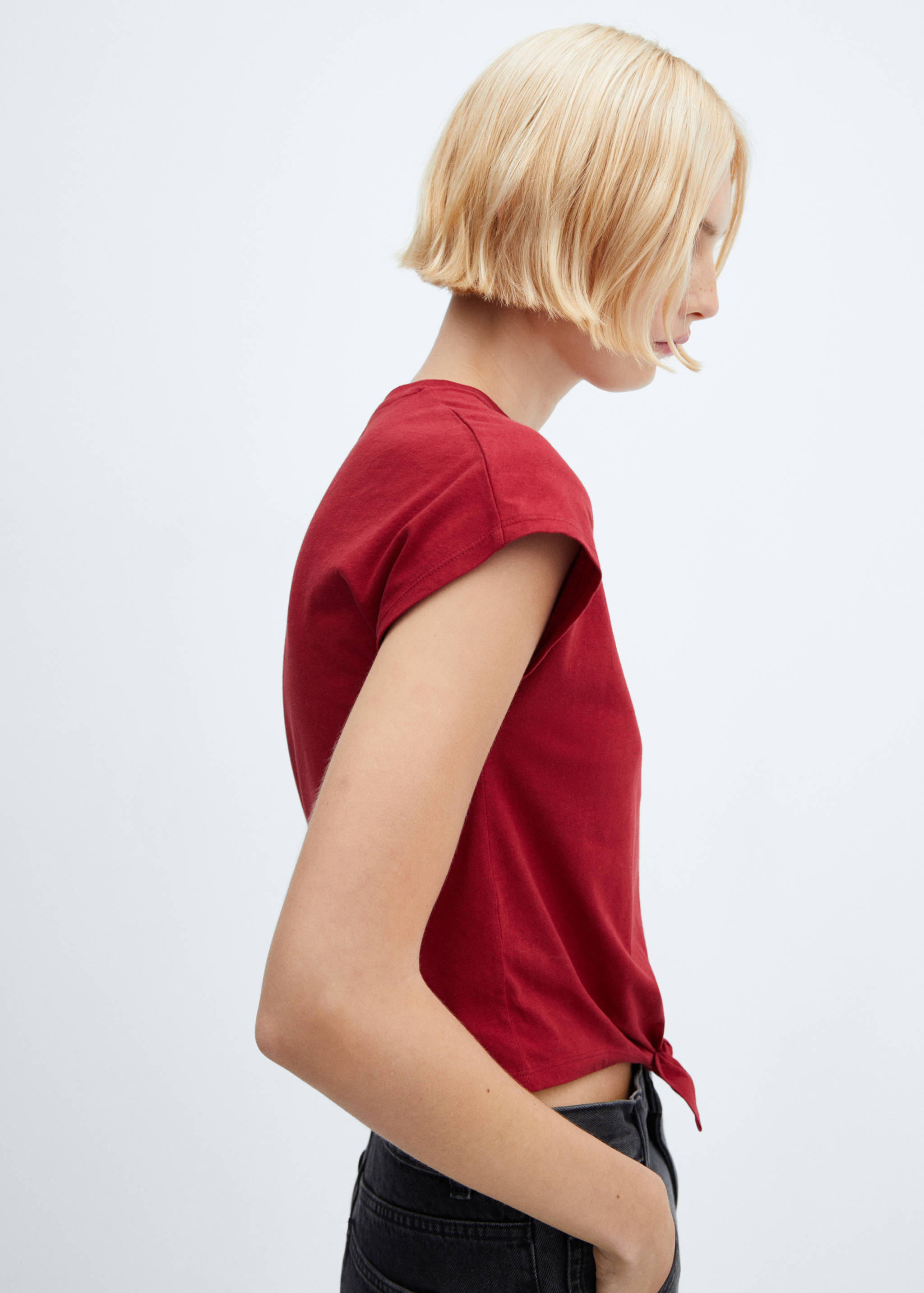 Baumwoll-T-Shirt mit Knotendetail - Detail des Artikels 1