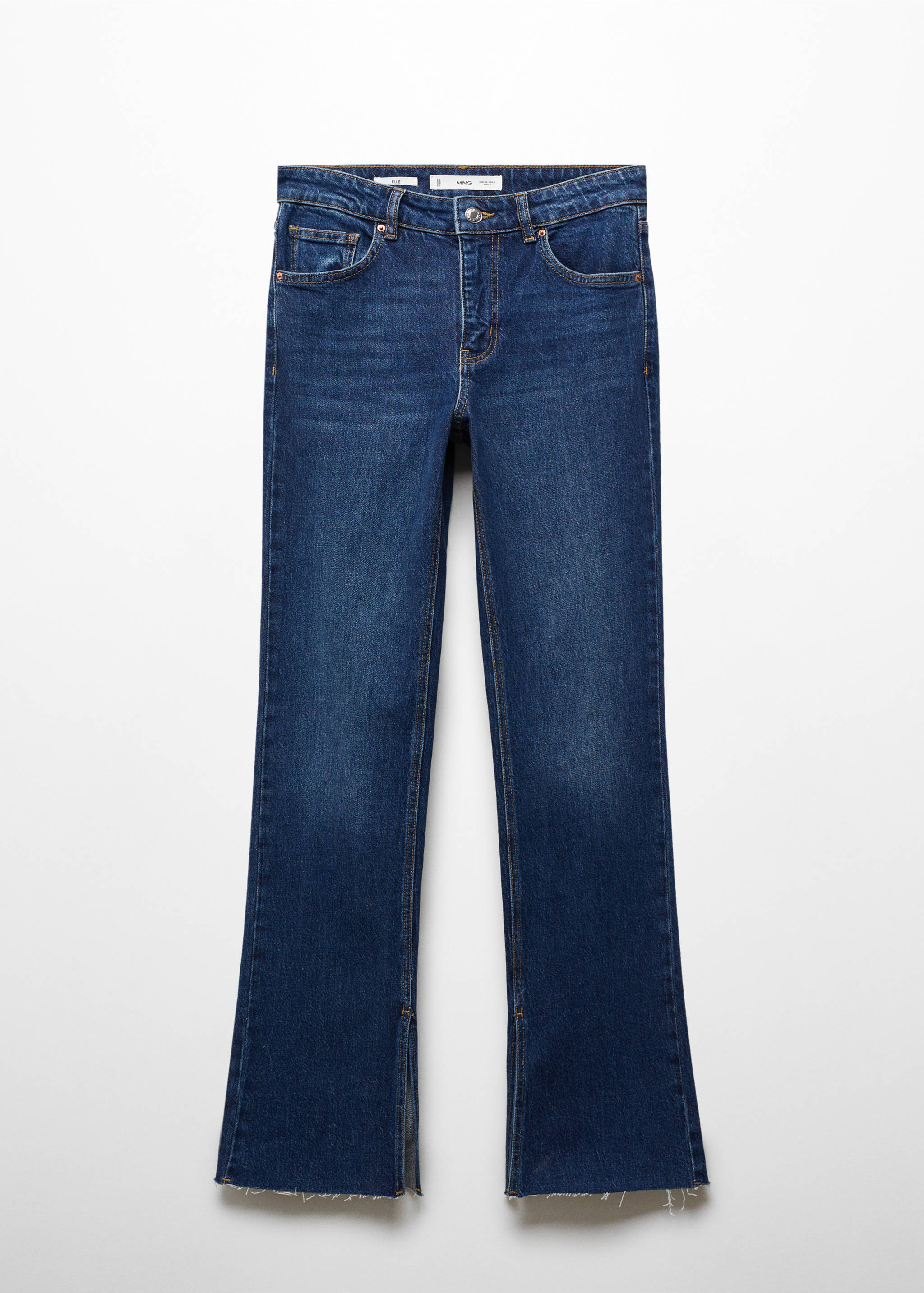 Medium-rise straight jeans with slits - Article without model, Dark Blue. Ref: 67040438-00.