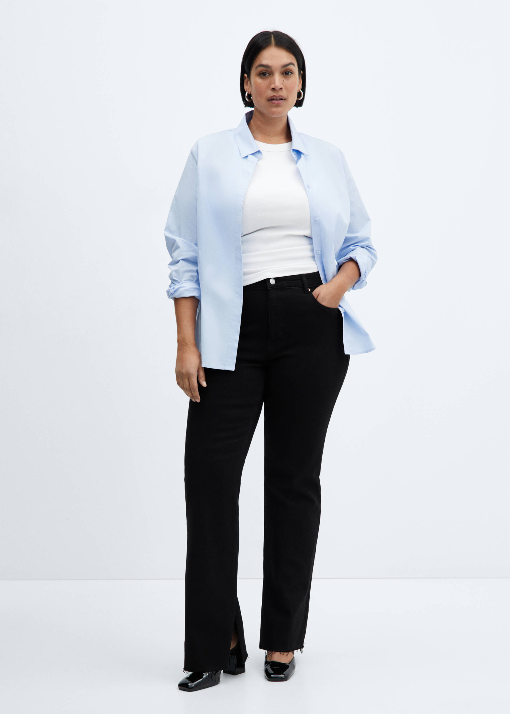 Calças de ganga retas com cintura de altura média e aberturas - Pormenor do artigo 3