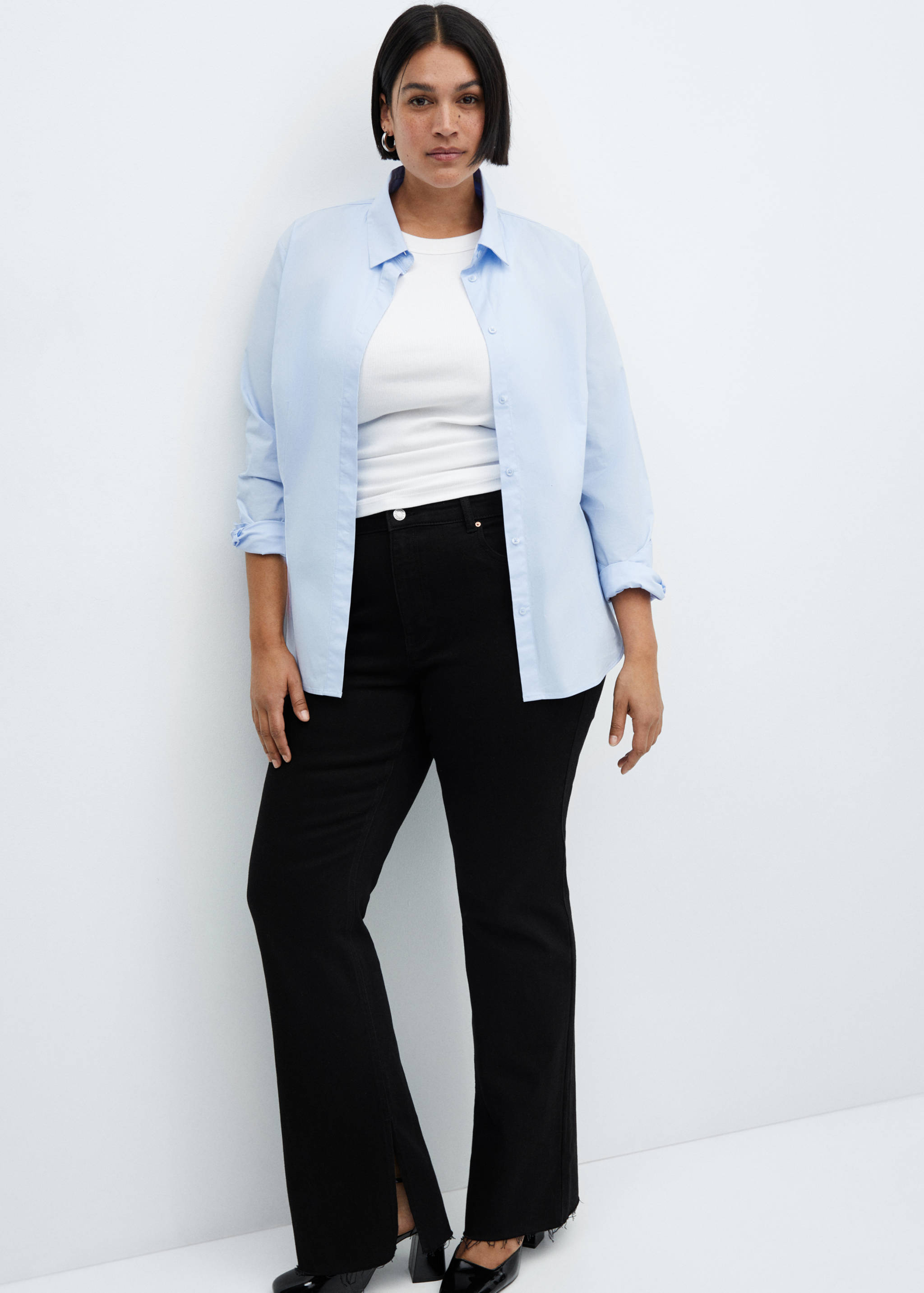 Calças de ganga retas com cintura de altura média e aberturas - Pormenor do artigo 5