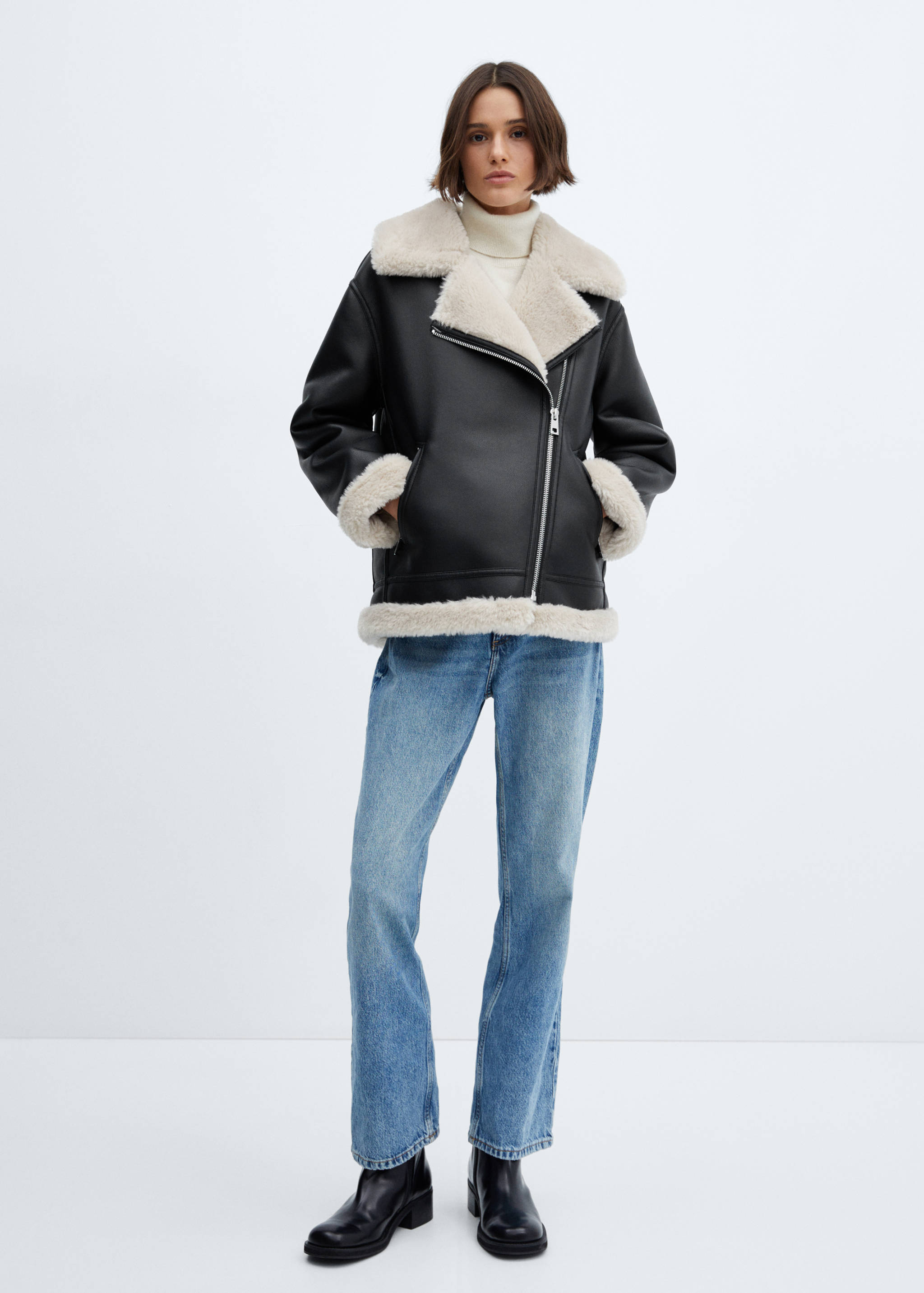Double-faced faux-leather jacket - General plane